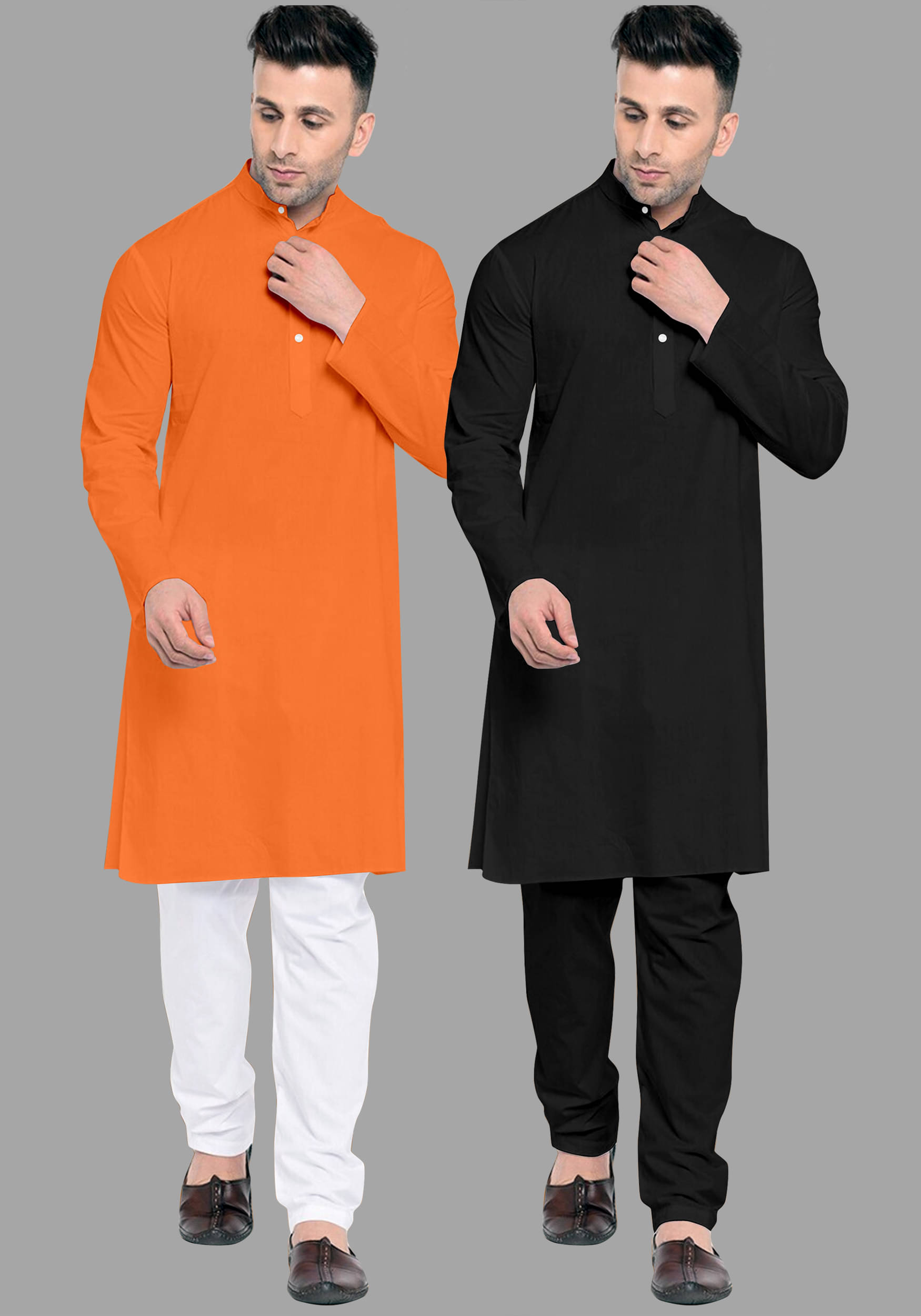 Fashionfricks Orange Cotton Blend Regular Fit Men's Kurta Pyjama Set ( Pack of 2 ) Fashionfricks Orange Cotton Blend Regular Fit Men's Kurta Pyjama Set ( Pack of 2 )