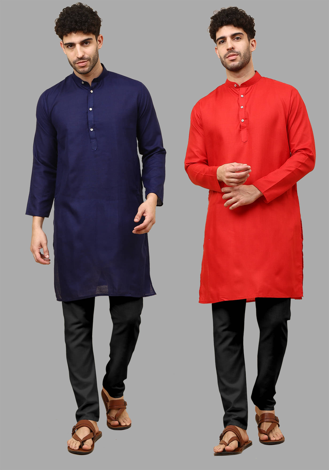 Fashionfricks Red Cotton Blend Regular Fit Men's Kurta Pyjama Set ( Pack of 2 ) Fashionfricks Red Cotton Blend Regular Fit Men's Kurta Pyjama Set ( Pack of 2 )