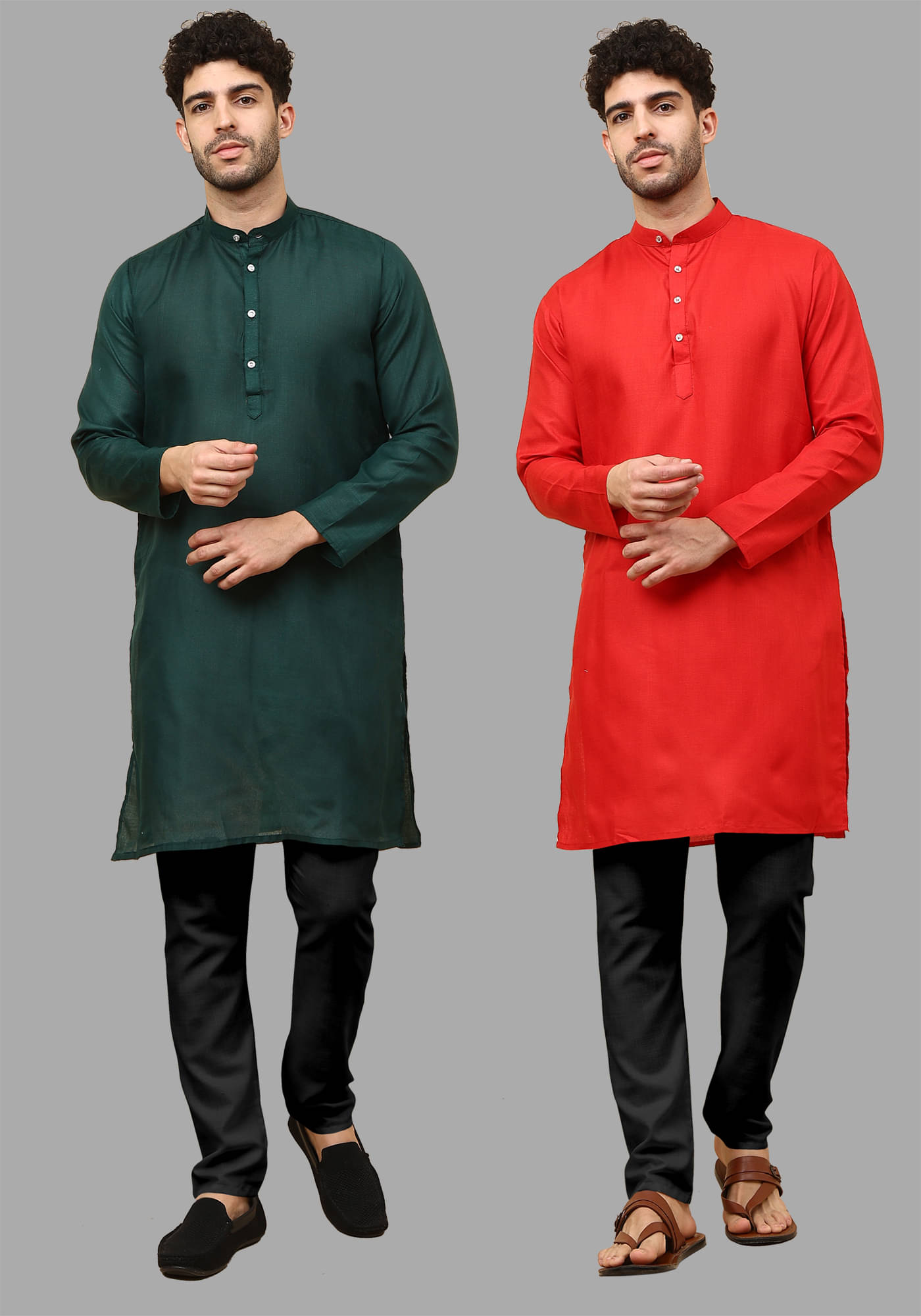     			Fashionfricks Red Cotton Blend Regular Fit Men's Kurta Pyjama Set ( Pack of 2 )