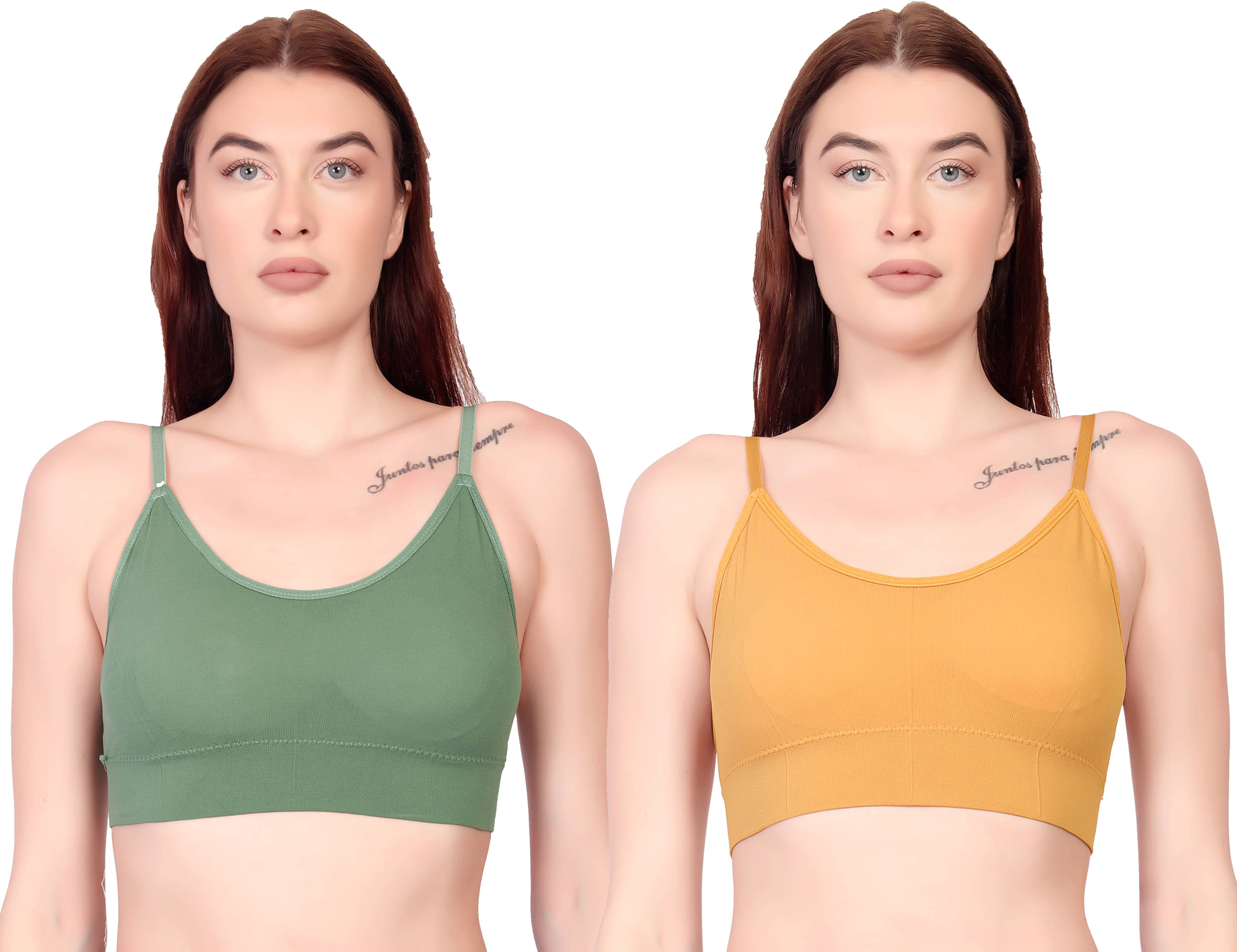 Flenzy Pack of 2 Cotton Lightly Padded Cami bra For Women ( Multicolor2 ) Flenzy Pack of 2 Cotton Lightly Padded Cami bra For Women ( Multicolor2 )