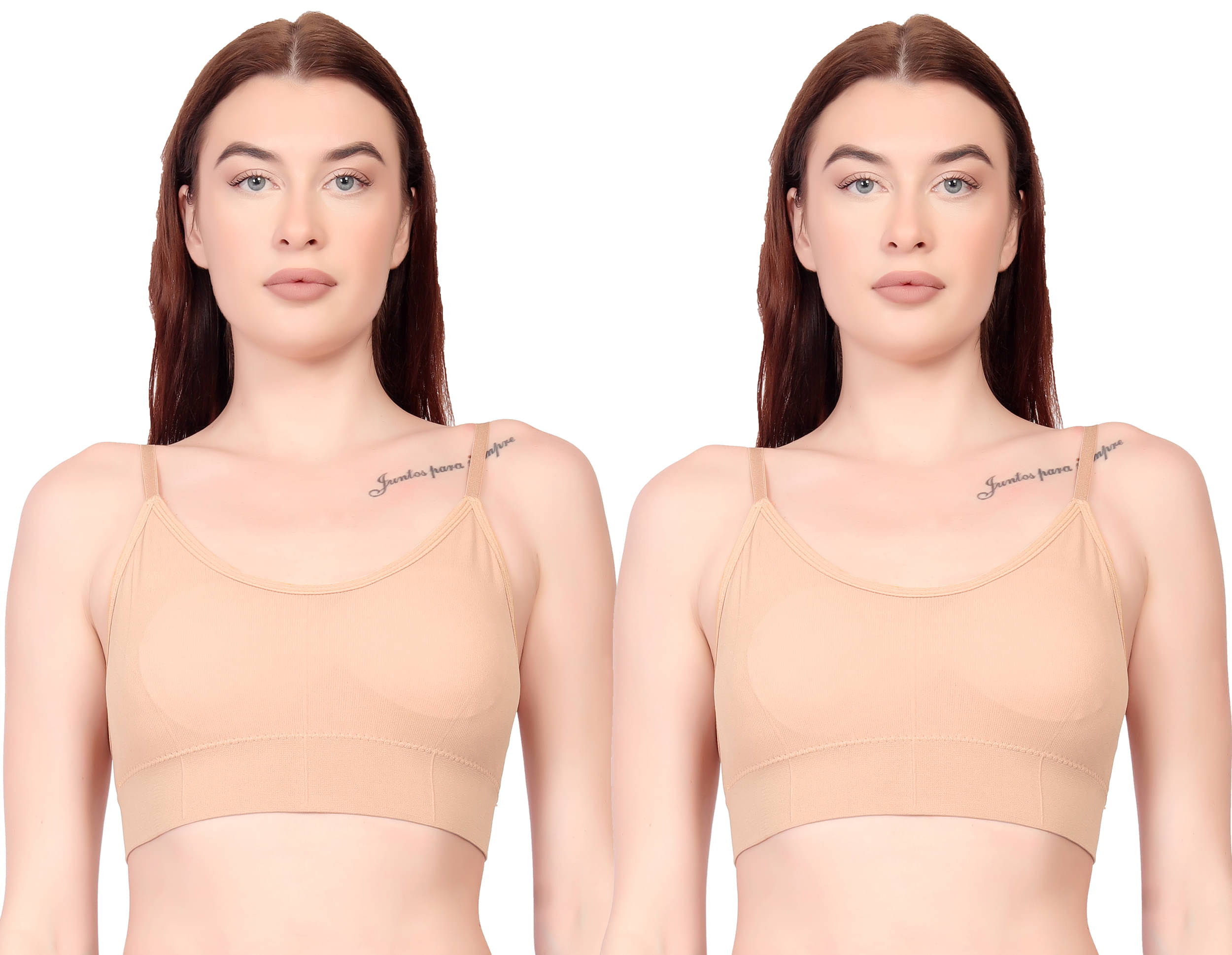    			Flenzy Pack of 2 Cotton Lightly Padded Cami bra For Women ( Beige )