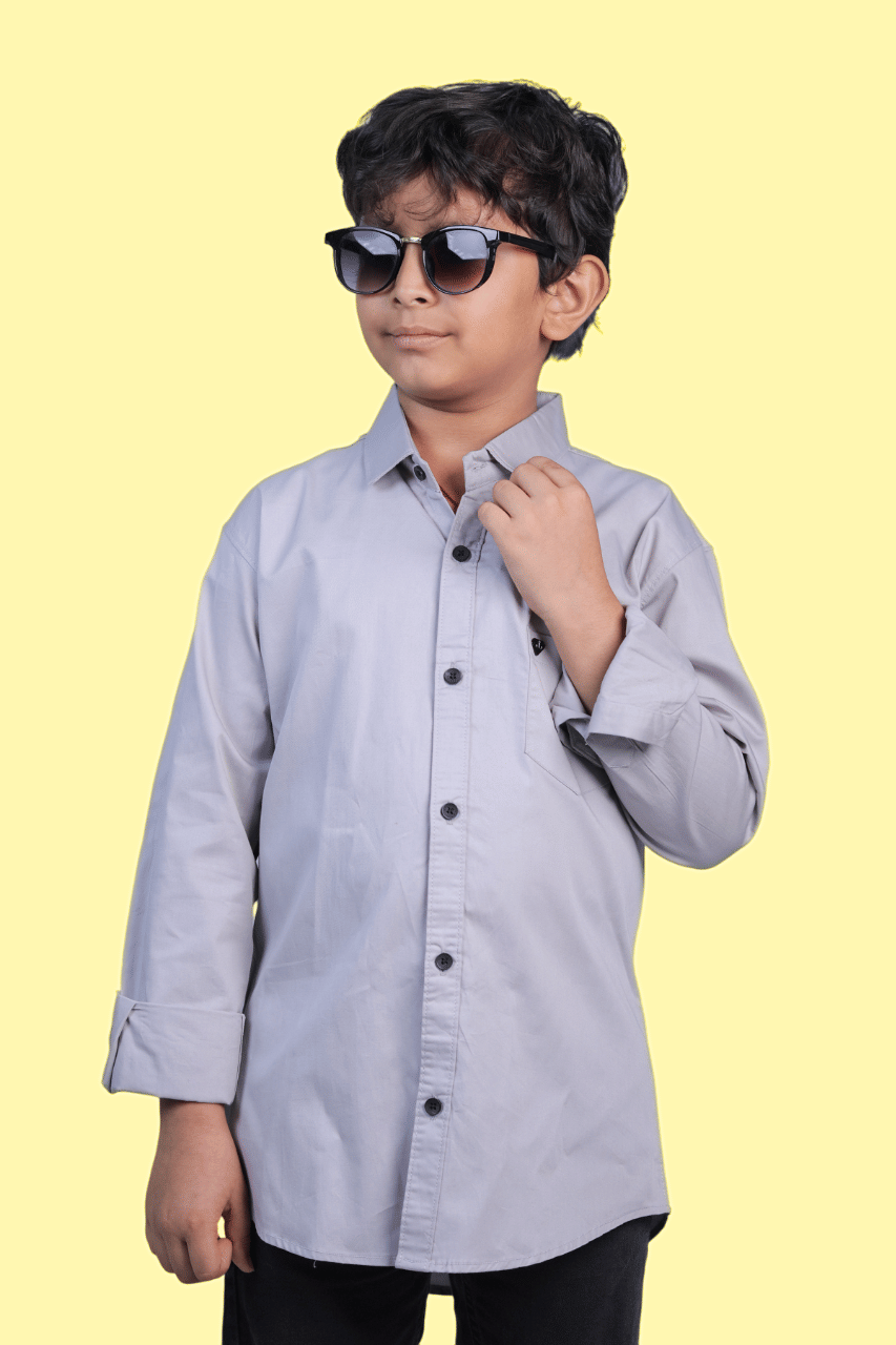     			JABAK CREATION Pack of 1 Boys Cotton Blend Full Sleeves Shirt ( Grey )
