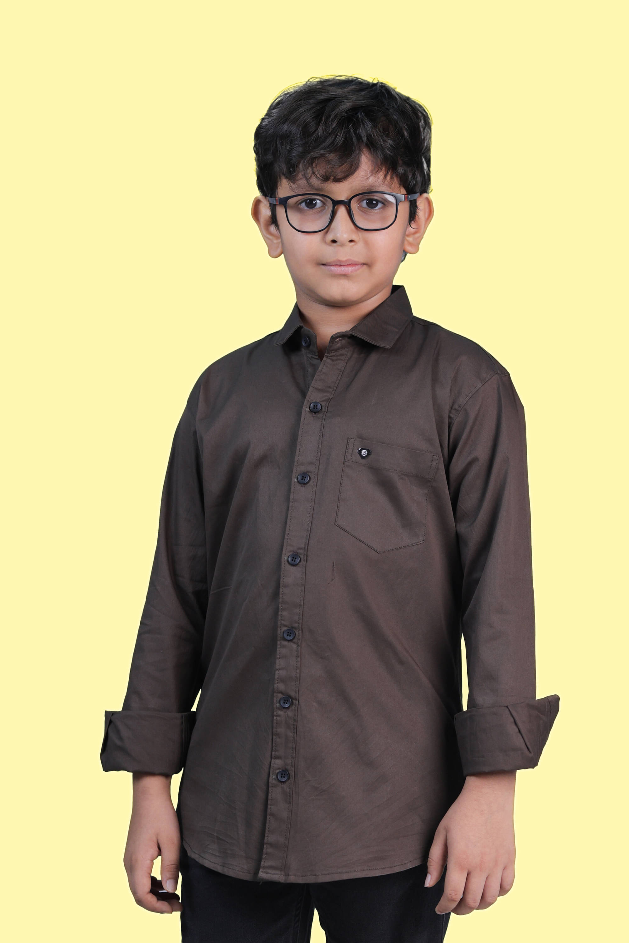 JABAK CREATION Pack of 1 Boys Cotton Blend Full Sleeves Shirt ( Brown ) JABAK CREATION Pack of 1 Boys Cotton Blend Full Sleeves Shirt ( Brown )