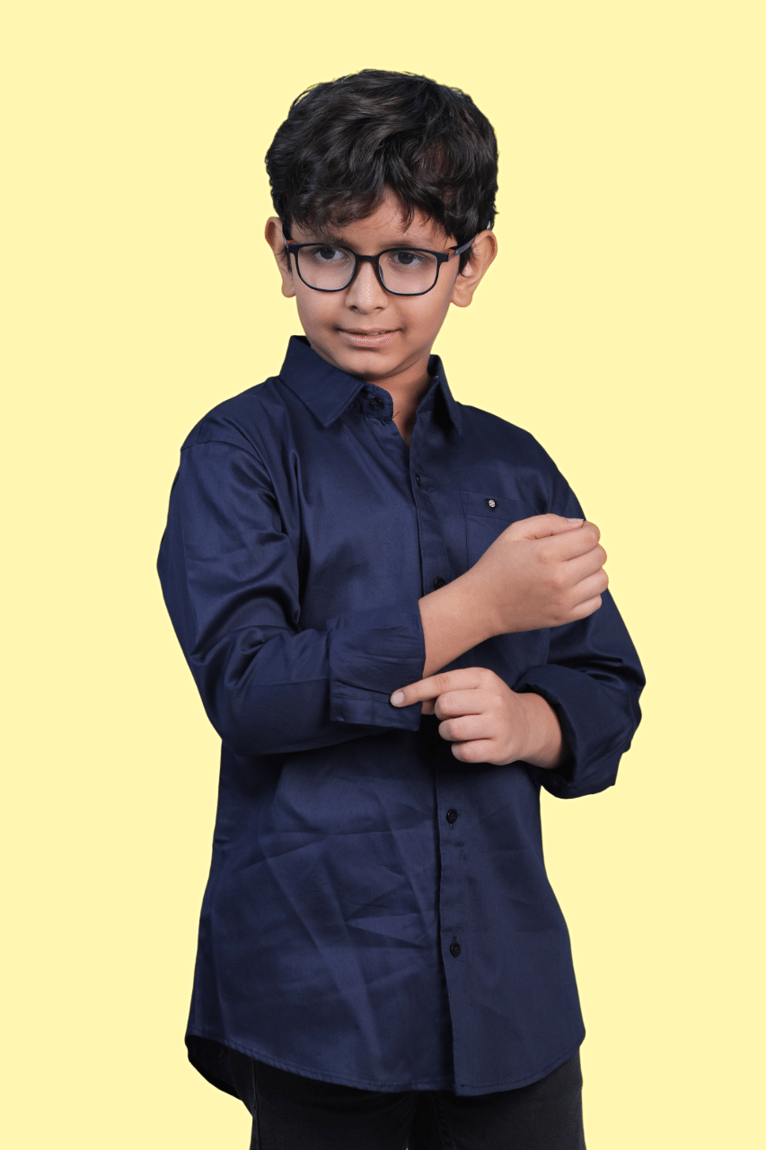 JABAK CREATION Pack of 1 Boys Cotton Blend Full Sleeves Shirt ( Navy Blue ) JABAK CREATION Pack of 1 Boys Cotton Blend Full Sleeves Shirt ( Navy Blue )