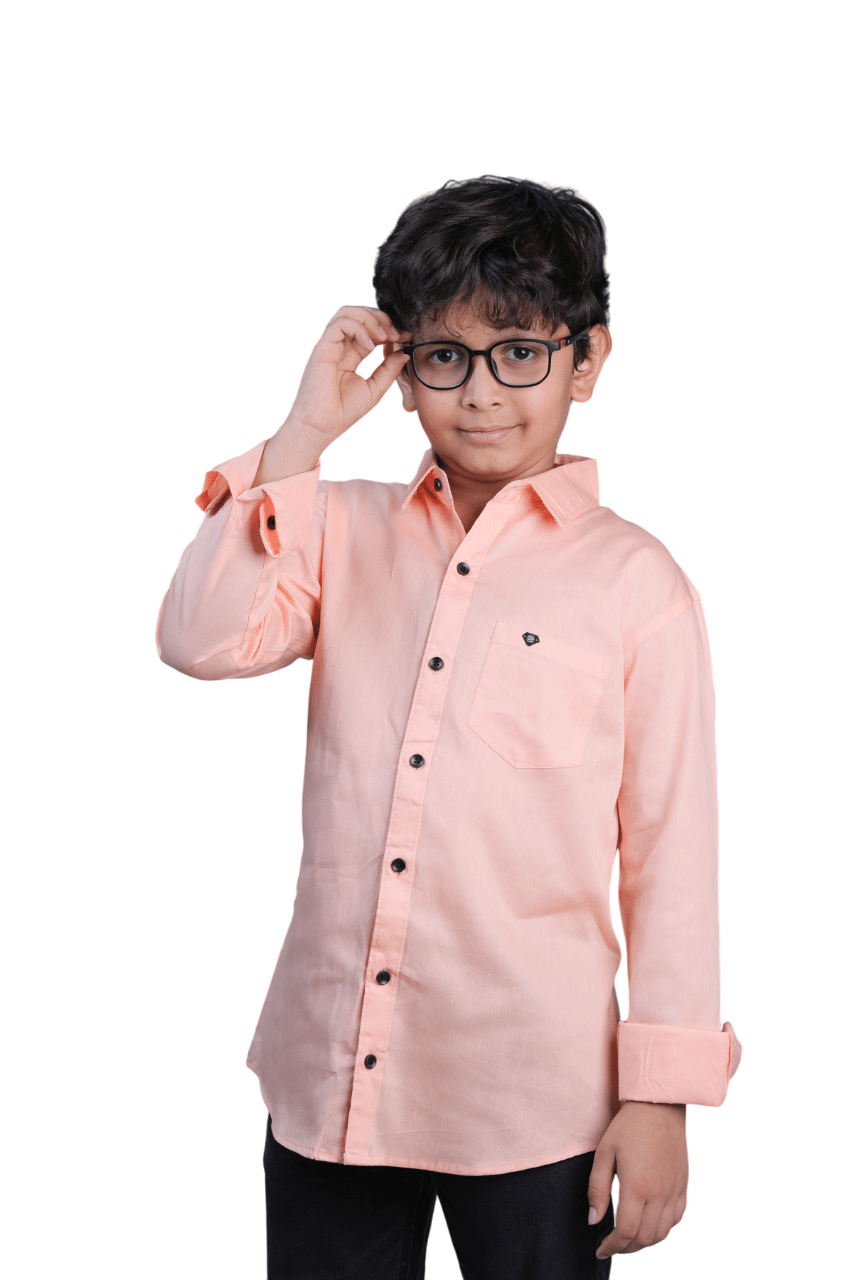 JABAK CREATION Pack of 1 Boys 100% Cotton Full Sleeves Shirt ( Peach ) JABAK CREATION Pack of 1 Boys 100% Cotton Full Sleeves Shirt ( Peach )