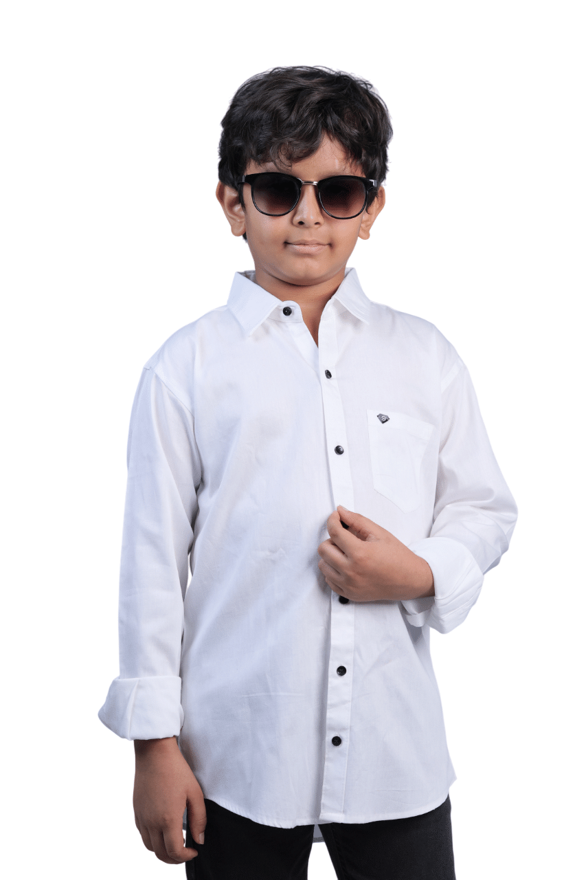 JABAK CREATION Pack of 1 Boys 100% Cotton Full Sleeves Shirt ( White ) JABAK CREATION Pack of 1 Boys 100% Cotton Full Sleeves Shirt ( White )