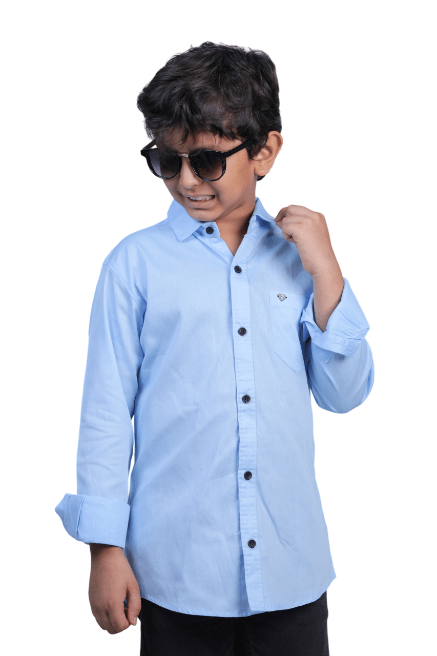 JABAK CREATION Pack of 1 Boys 100% Cotton Full Sleeves Shirt ( Sky Blue ) JABAK CREATION Pack of 1 Boys 100% Cotton Full Sleeves Shirt ( Sky Blue )