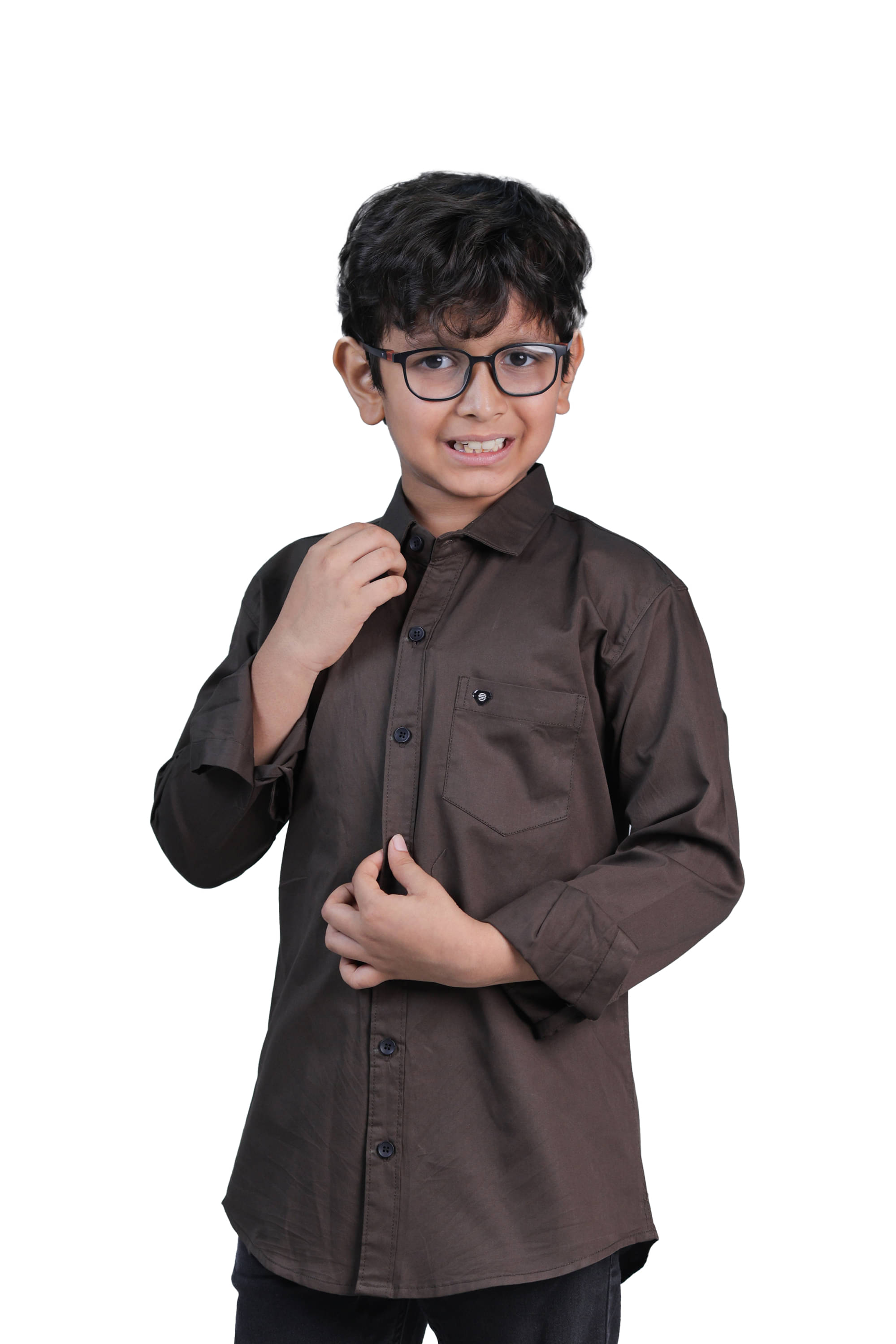 JABAK CREATION Pack of 1 Boys 100% Cotton Full Sleeves Shirt ( Brown ) JABAK CREATION Pack of 1 Boys 100% Cotton Full Sleeves Shirt ( Brown )