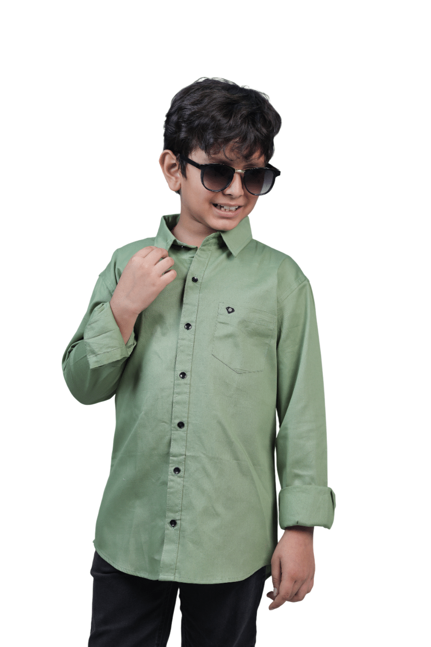 JABAK CREATION Pack of 1 Boys 100% Cotton Full Sleeves Shirt ( Green ) JABAK CREATION Pack of 1 Boys 100% Cotton Full Sleeves Shirt ( Green )