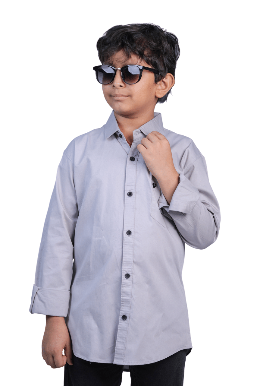 JABAK CREATION Pack of 1 Boys 100% Cotton Full Sleeves Shirt ( Grey ) JABAK CREATION Pack of 1 Boys 100% Cotton Full Sleeves Shirt ( Grey )
