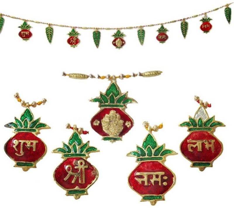 Kalash Ganpati Shubh Labh Toran Bandanwar Door Hanging Decorative Showpiece - 70 cm Kalash Ganpati Shubh Labh Toran Bandanwar Door Hanging Decorative Showpiece - 70 cm