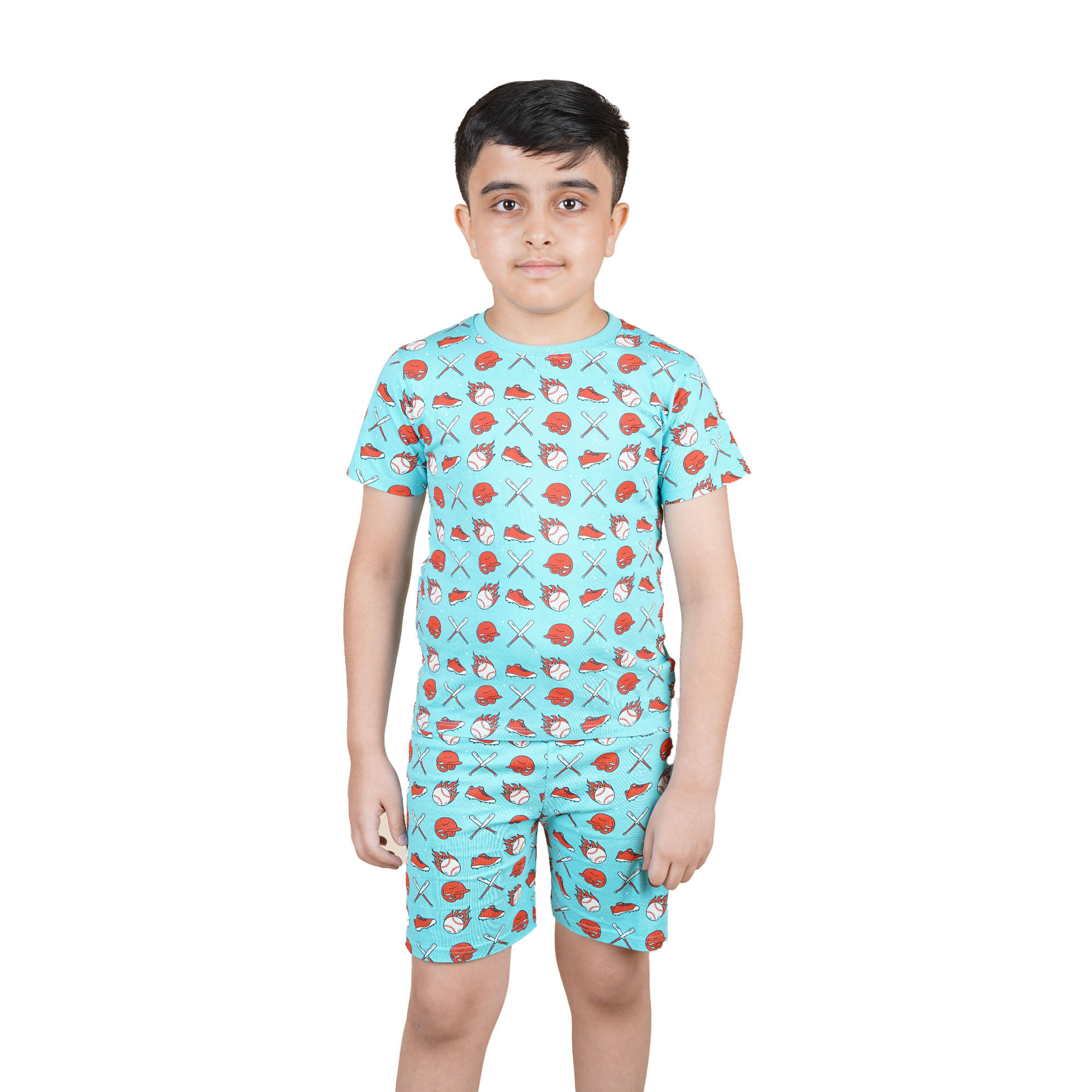     			Kidzee Kingdom Pack of 1 Boys Cotton T-Shirt & Shorts Set ( Blue )
