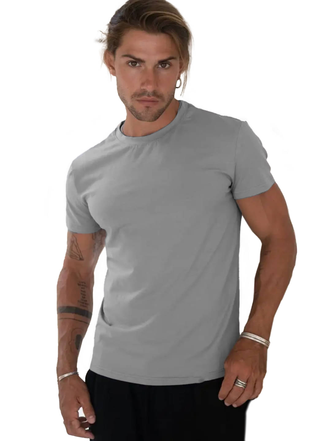 Leotude Men Polyester Regular Fit Solid T-Shirt ( Grey ) Leotude Men Polyester Regular Fit Solid T-Shirt ( Grey )