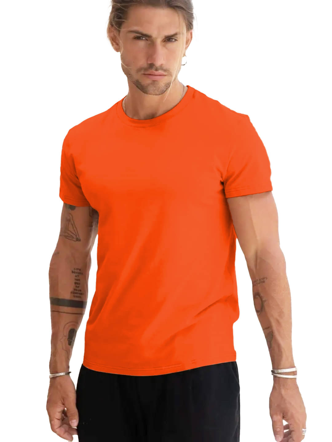 Leotude Men Polyester Regular Fit Solid T-Shirt ( Orange ) Leotude Men Polyester Regular Fit Solid T-Shirt ( Orange )