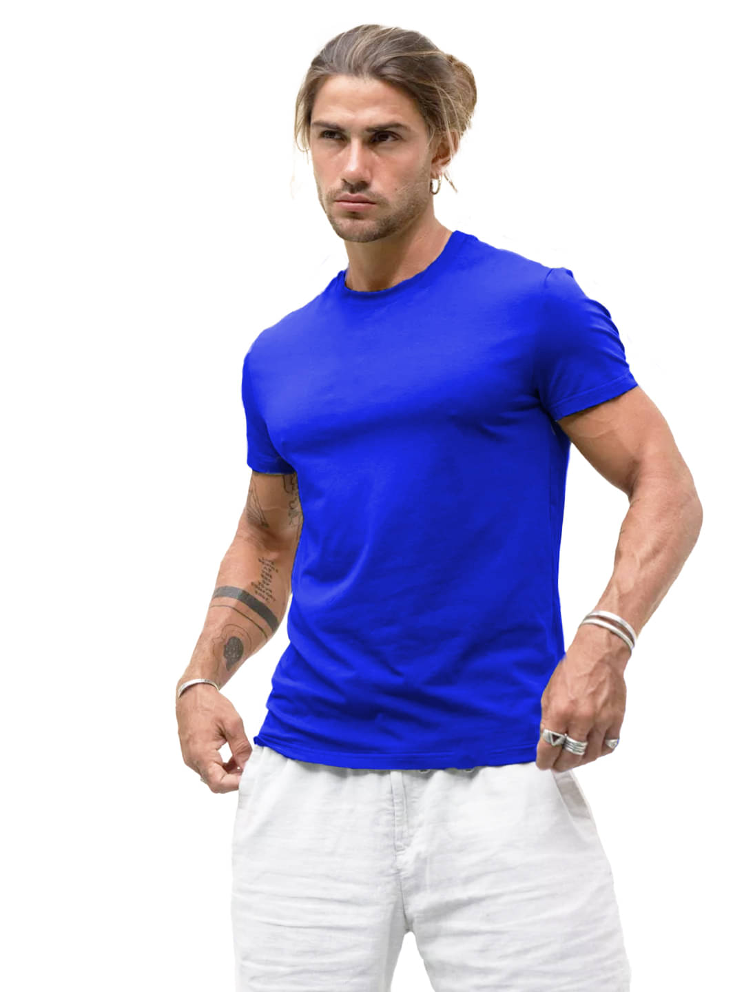 Leotude Men Polyester Regular Fit Solid T-Shirt ( Blue ) Leotude Men Polyester Regular Fit Solid T-Shirt ( Blue )