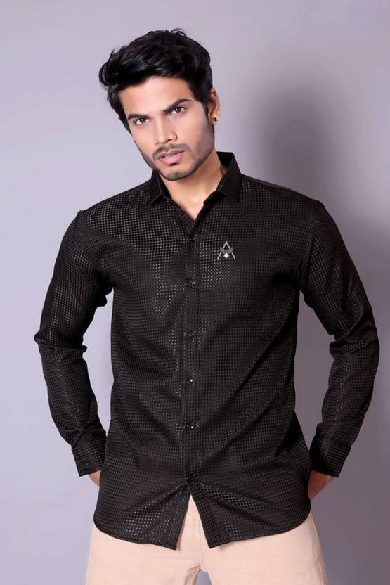 MARMIC FAB Cotton Blend Regular Fit Full Sleeves Men's Formal Shirt - Black ( Pack of 1 ) MARMIC FAB Cotton Blend Regular Fit Full Sleeves Men's Formal Shirt - Black ( Pack of 1 )