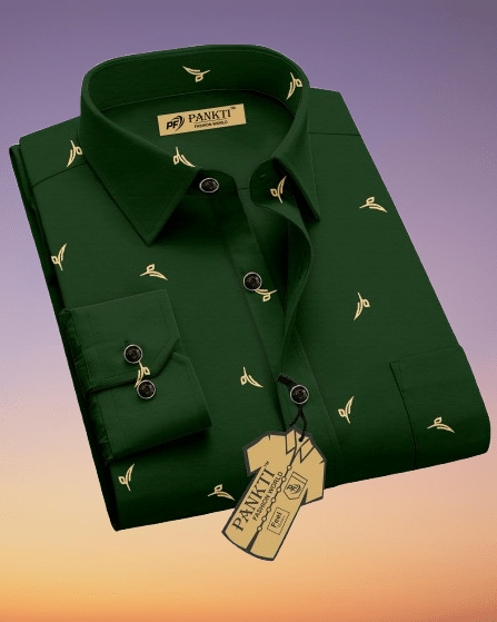     			PANKTI FASHION 100% Cotton Regular Fit Printed Full Sleeves Men's Casual Shirt - Green ( Pack of 1 )