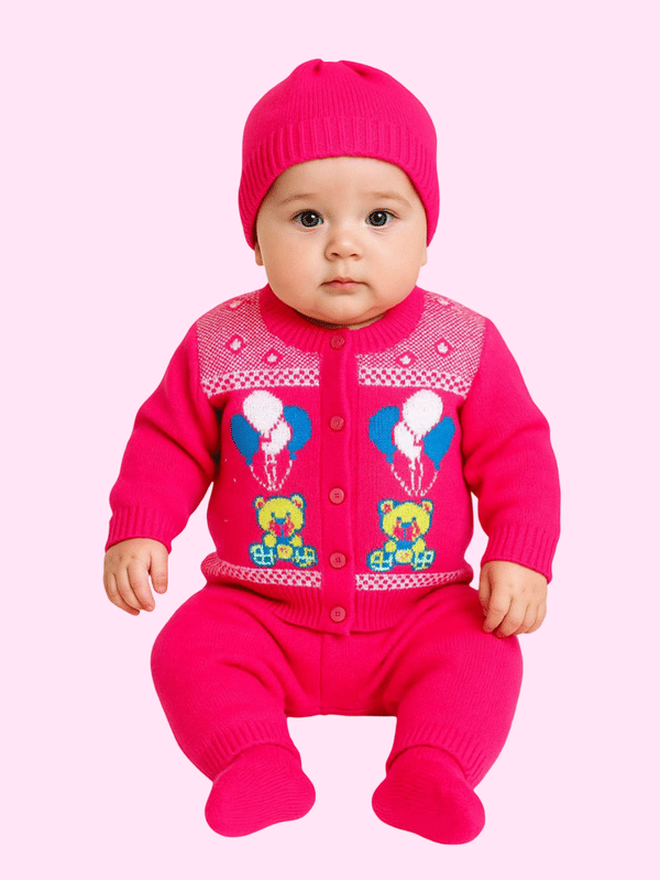     			Paryag Pack of 1 Unisex for Baby Woollen Sweater ( Deep Pink )