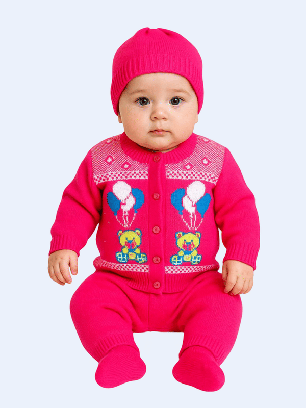     			Paryag Pack of 1 Unisex for Baby Woollen Sweater ( Deep Pink )