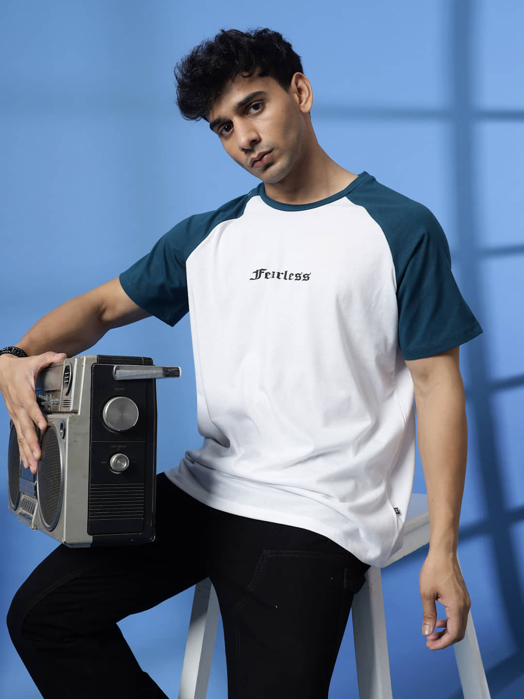 Rigo Men Cotton Blend Oversized Fit Colorblock T-Shirt ( White )