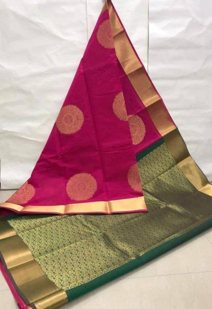 SHIRODHARI Art Silk Woven Kanjeevaram Sarees With Unstitched Blouse Piece ( Rani )     			SHIRODHARI Art Silk Woven Kanjeevaram Sarees With Unstitched Blouse Piece ( Rani )