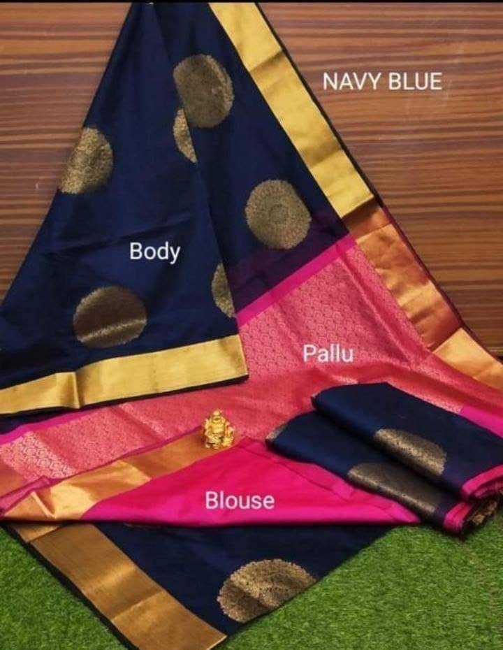     			SHIRODHARI Art Silk Woven Kanjeevaram Sarees With Unstitched Blouse Piece ( Navy Blue )