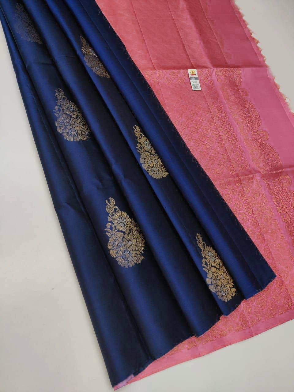 SHIRODHARI Art Silk Woven Kanjeevaram Sarees With Unstitched Blouse Piece ( Navy Blue ) SHIRODHARI Art Silk Woven Kanjeevaram Sarees With Unstitched Blouse Piece ( Navy Blue )
