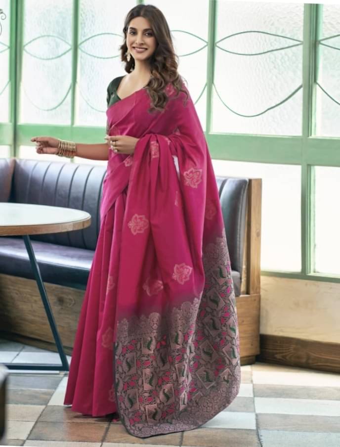 SHIRODHARI Art Silk Woven Kanjeevaram Sarees With Unstitched Blouse Piece ( Pink )     			SHIRODHARI Art Silk Woven Kanjeevaram Sarees With Unstitched Blouse Piece ( Pink )