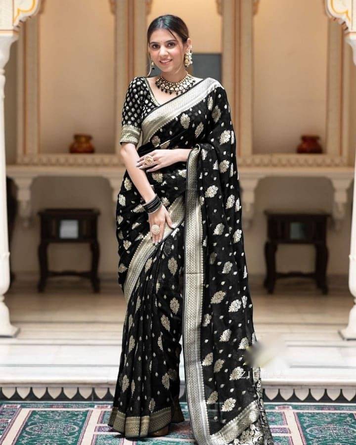 SHIRODHARI Art Silk Woven Kanjeevaram Sarees With Unstitched Blouse Piece ( Black ) SHIRODHARI Art Silk Woven Kanjeevaram Sarees With Unstitched Blouse Piece ( Black )