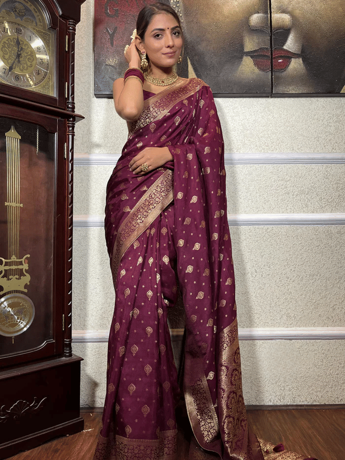 SHIRODHARI Art Silk Woven Kanjeevaram Sarees With Unstitched Blouse Piece ( Purple )     			SHIRODHARI Art Silk Woven Kanjeevaram Sarees With Unstitched Blouse Piece ( Purple )