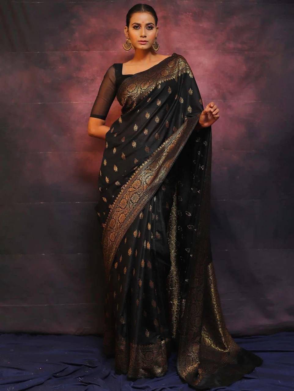 SHIRODHARI Art Silk Woven Kanjeevaram Sarees With Unstitched Blouse Piece ( Black ) SHIRODHARI Art Silk Woven Kanjeevaram Sarees With Unstitched Blouse Piece ( Black )