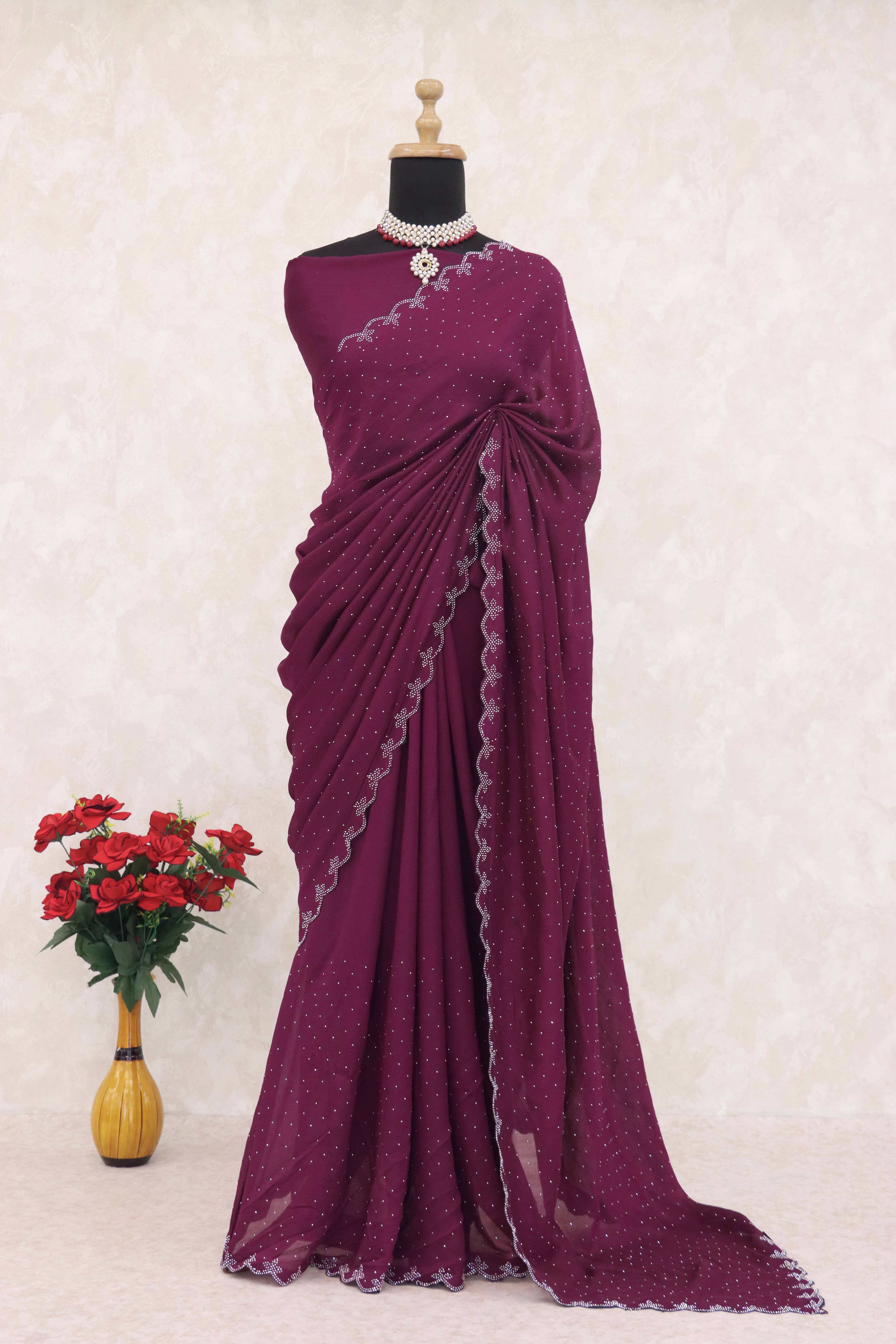 SHIRODHARI Silk Blend Solid Ilkal Saree With Unstitched Blouse Piece ( Wine ) SHIRODHARI Silk Blend Solid Ilkal Saree With Unstitched Blouse Piece ( Wine )