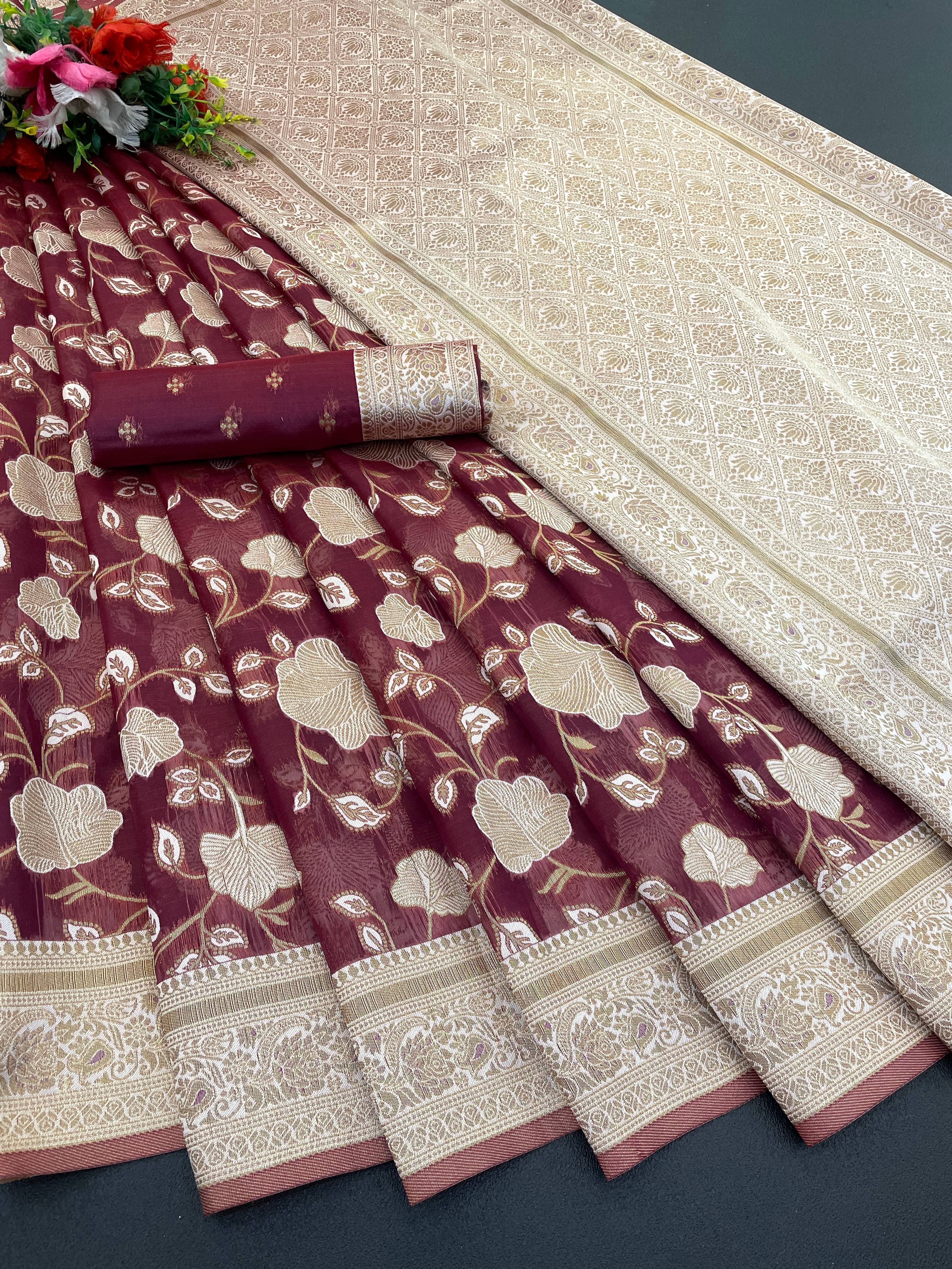     			SHIRODHARI Tissue Solid Ilkal Saree With Unstitched Blouse Piece ( Maroon )