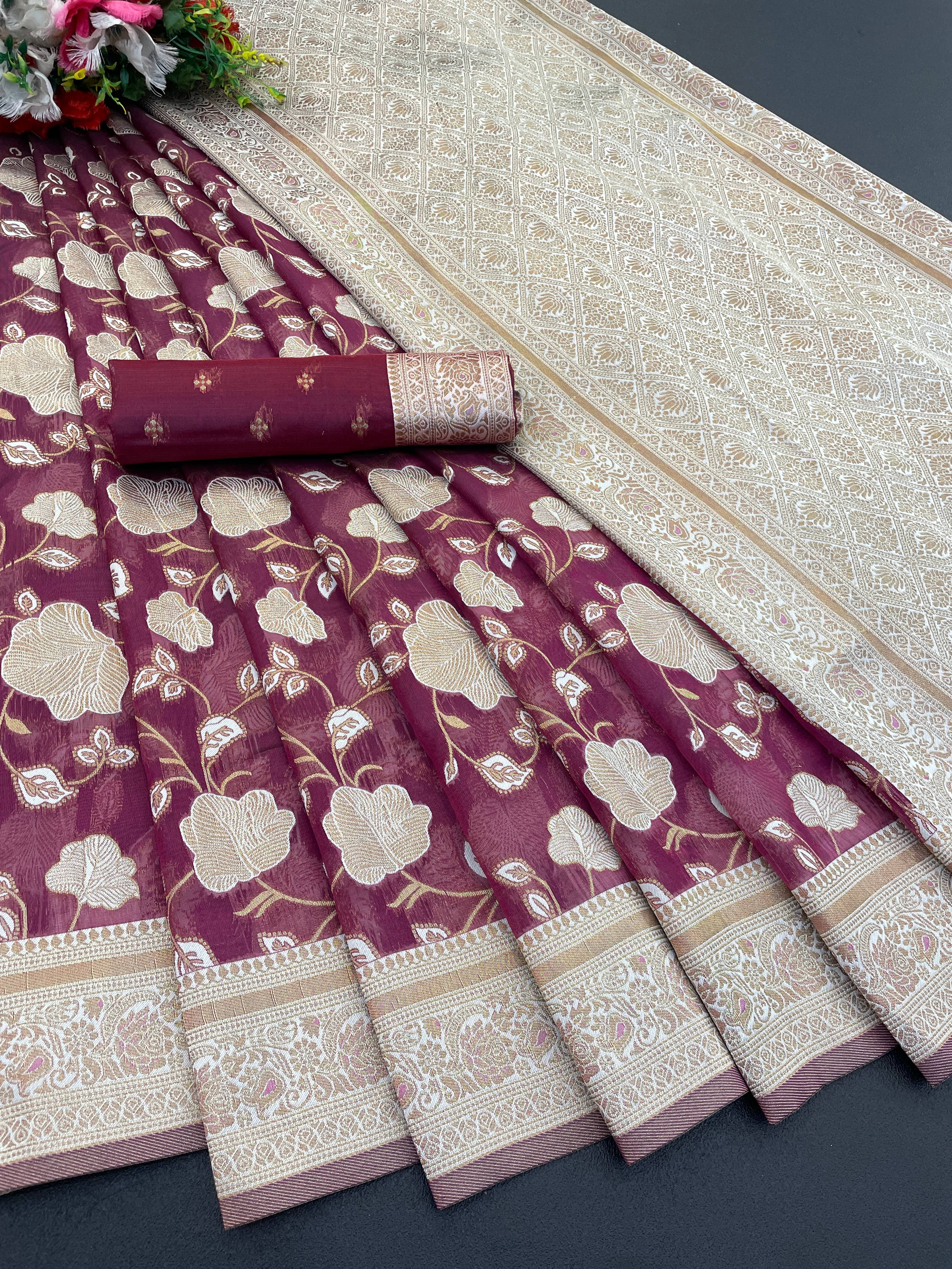 SHIRODHARI Tissue Solid Ilkal Saree With Unstitched Blouse Piece ( Magenta ) SHIRODHARI Tissue Solid Ilkal Saree With Unstitched Blouse Piece ( Magenta )