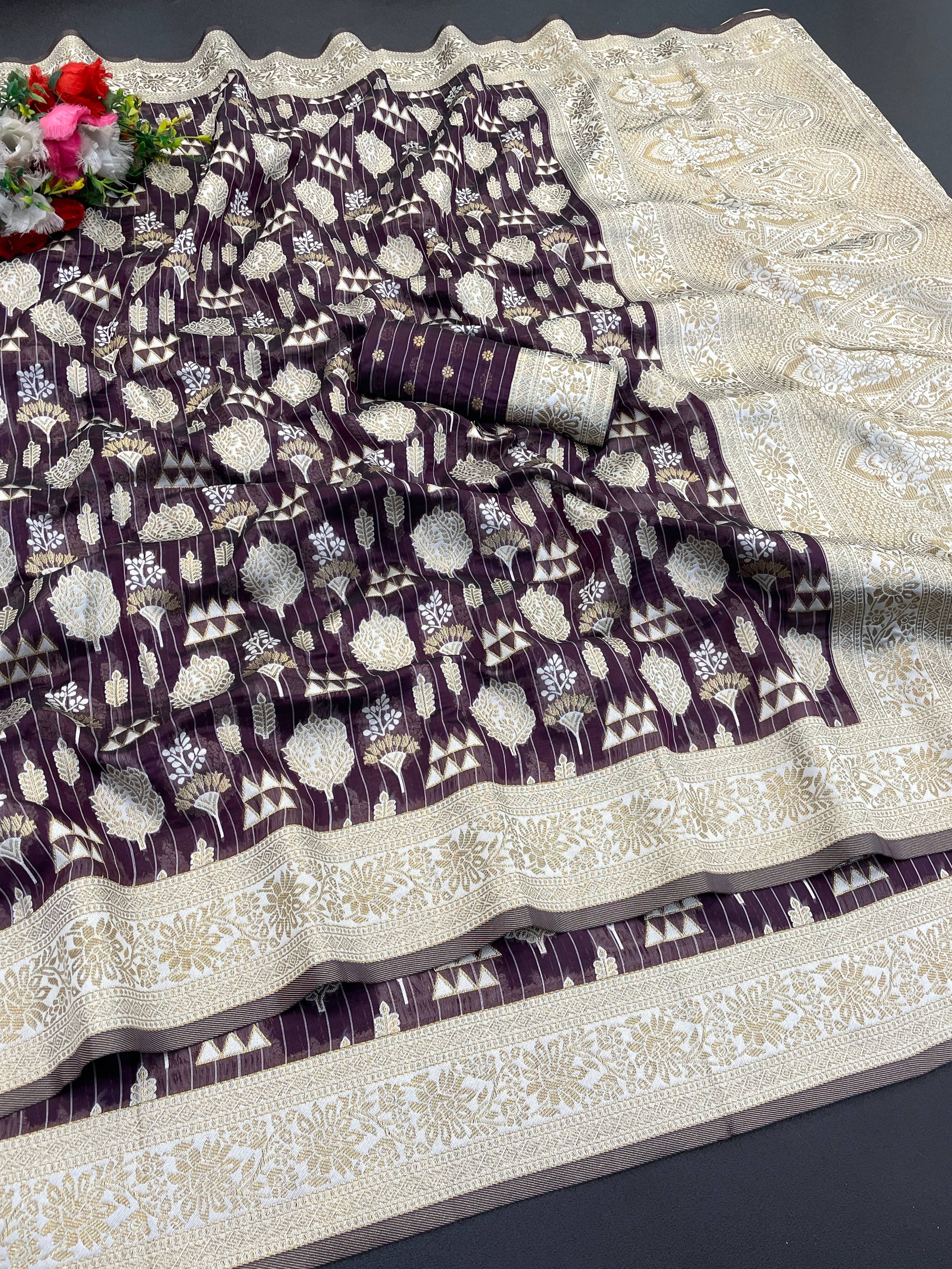 SHIRODHARI Tissue Solid Saree With Unstitched Blouse Piece ( Purple ) SHIRODHARI Tissue Solid Saree With Unstitched Blouse Piece ( Purple )