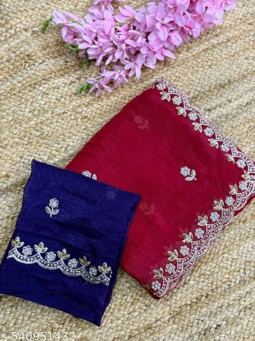     			Sitanjali Chiffon Embellished Maheshwari Saree With Unstitched Blouse Piece ( Rani )