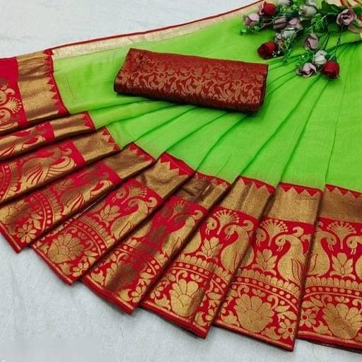 V FANCY Chanderi Solid Chanderi saree With Stitched Blouse ( Green ) V FANCY Chanderi Solid Chanderi saree With Stitched Blouse ( Green )