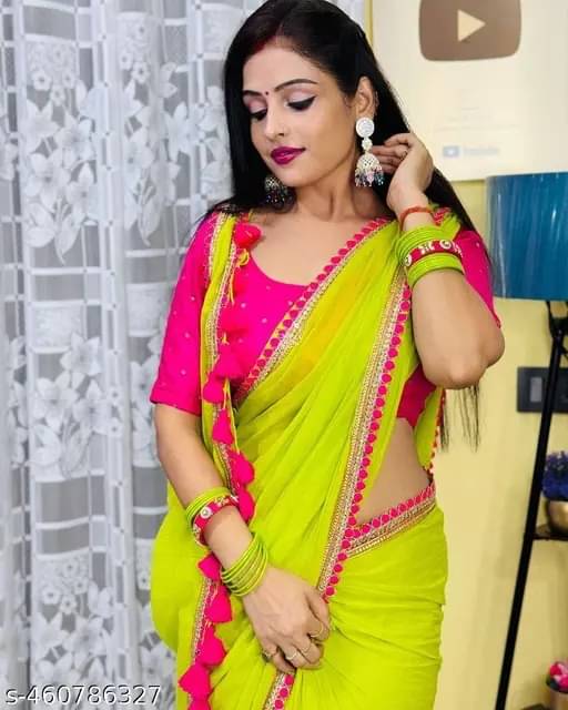 V FANCY Georgette Solid Kanjeevaram Sarees With Stitched Blouse ( Green ) V FANCY Georgette Solid Kanjeevaram Sarees With Stitched Blouse ( Green )
