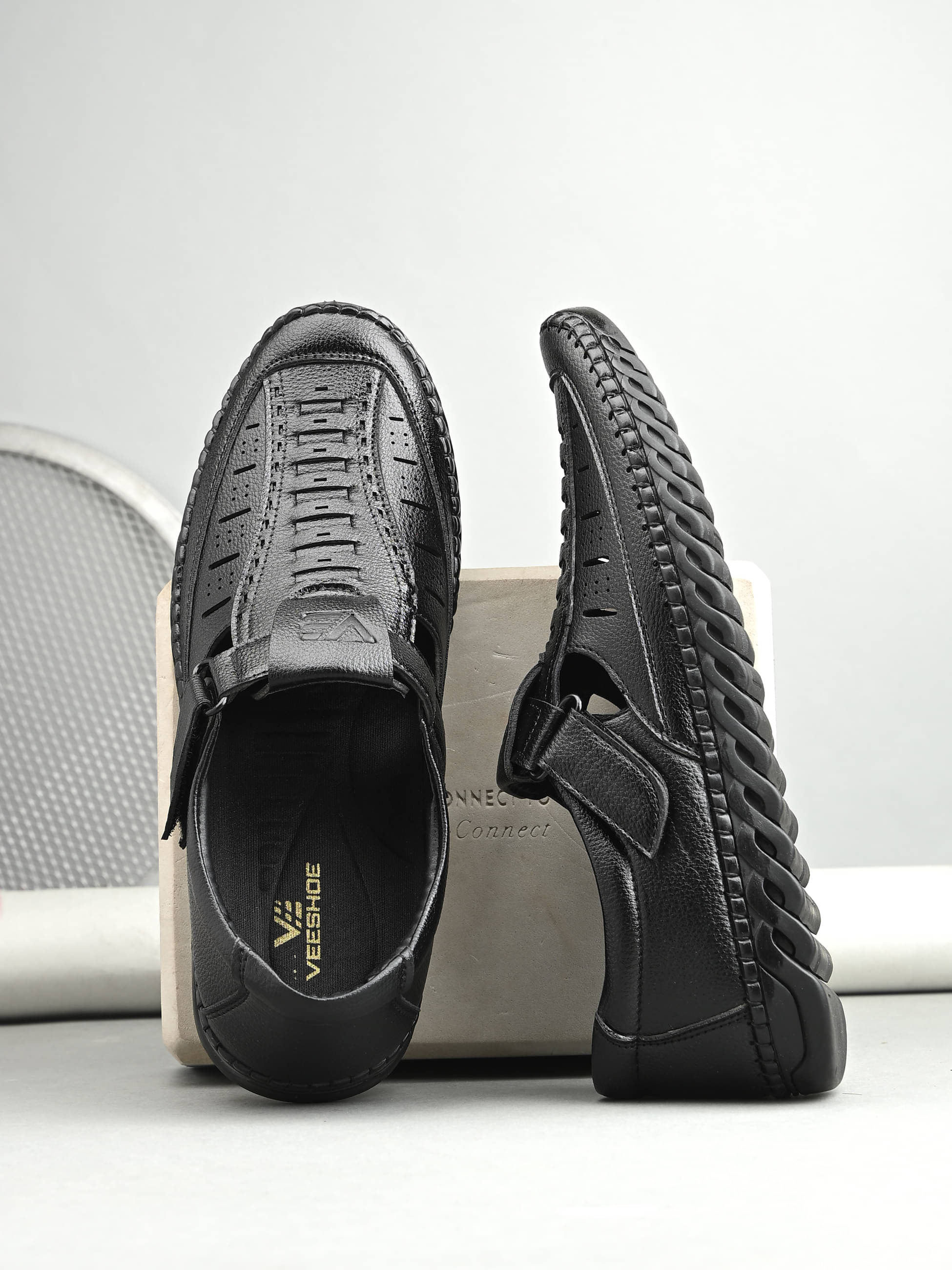     			VEESHOE - Black Men's Sandals