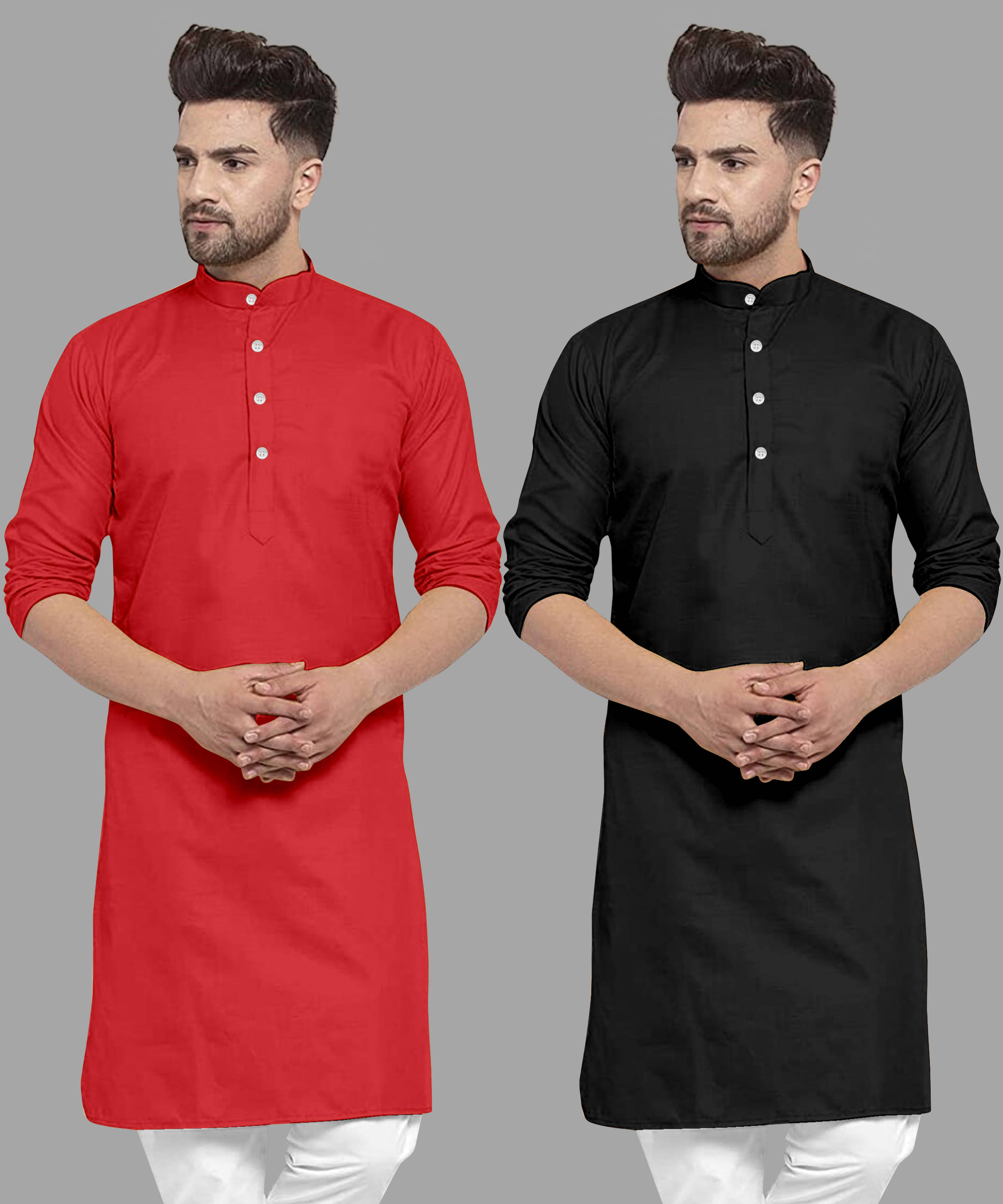 VS MALL Black Cotton Blend Men's Regular Kurta ( Pack of 2 ) VS MALL Black Cotton Blend Men's Regular Kurta ( Pack of 2 )