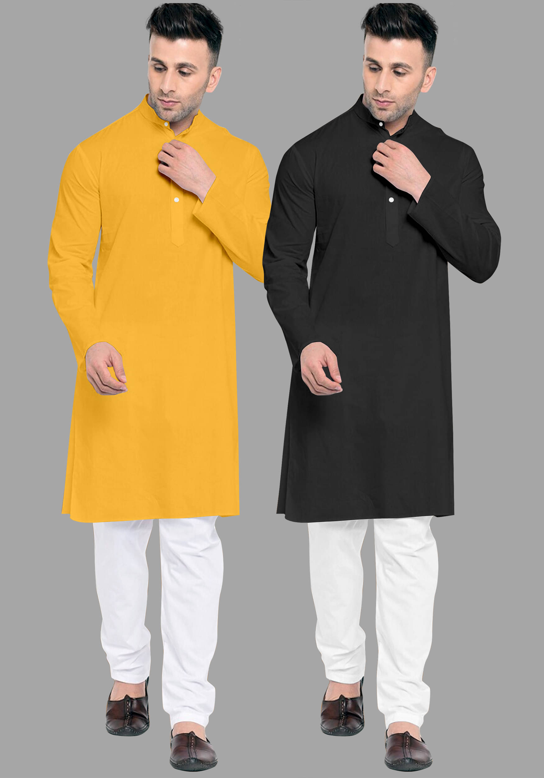     			VS MALL Black Cotton Blend Regular Fit Men's Kurta Pyjama Set ( Pack of 2 )