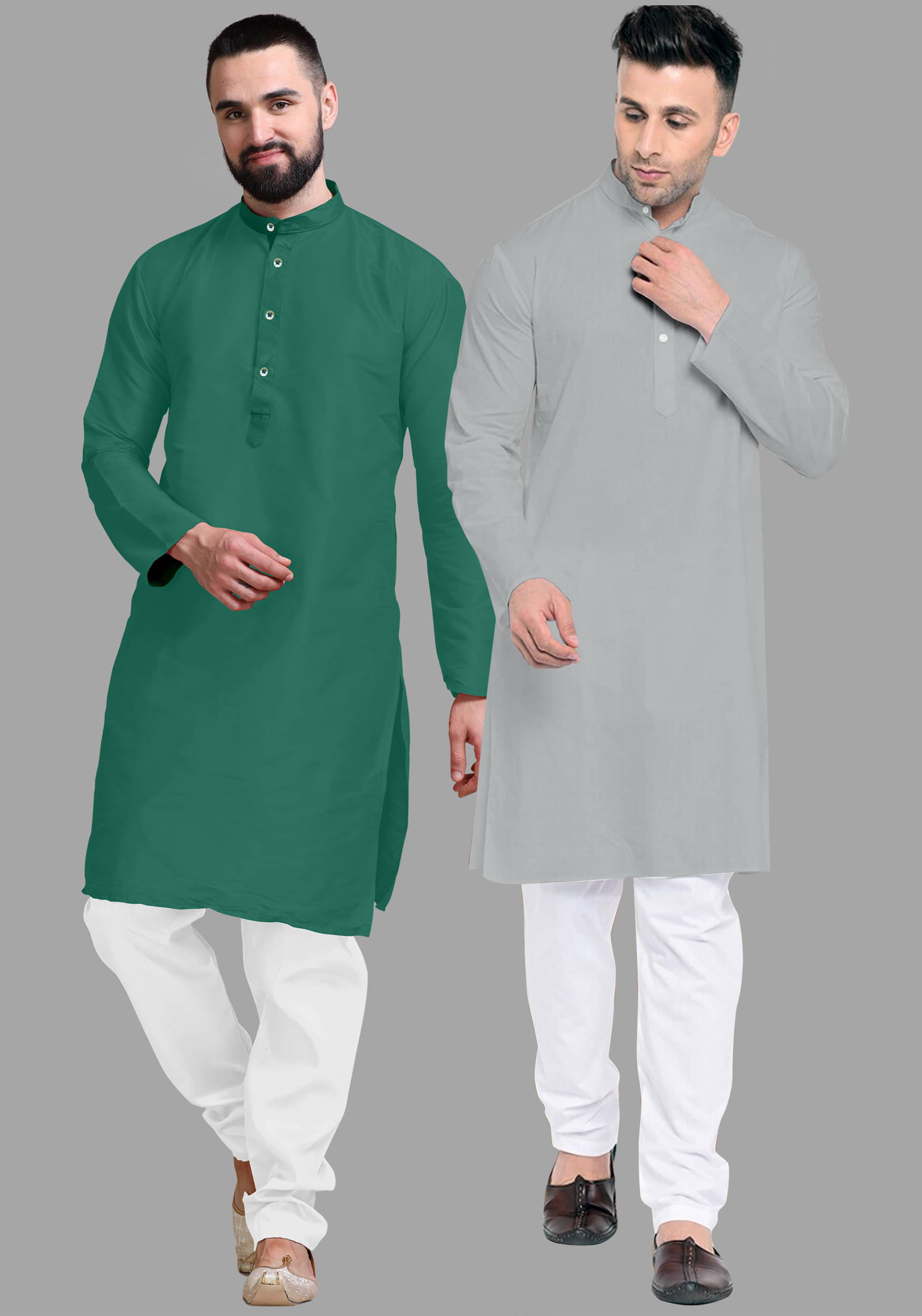 VS MALL Dark Green Cotton Blend Regular Fit Men's Kurta Pyjama Set ( Pack of 2 ) VS MALL Dark Green Cotton Blend Regular Fit Men's Kurta Pyjama Set ( Pack of 2 )