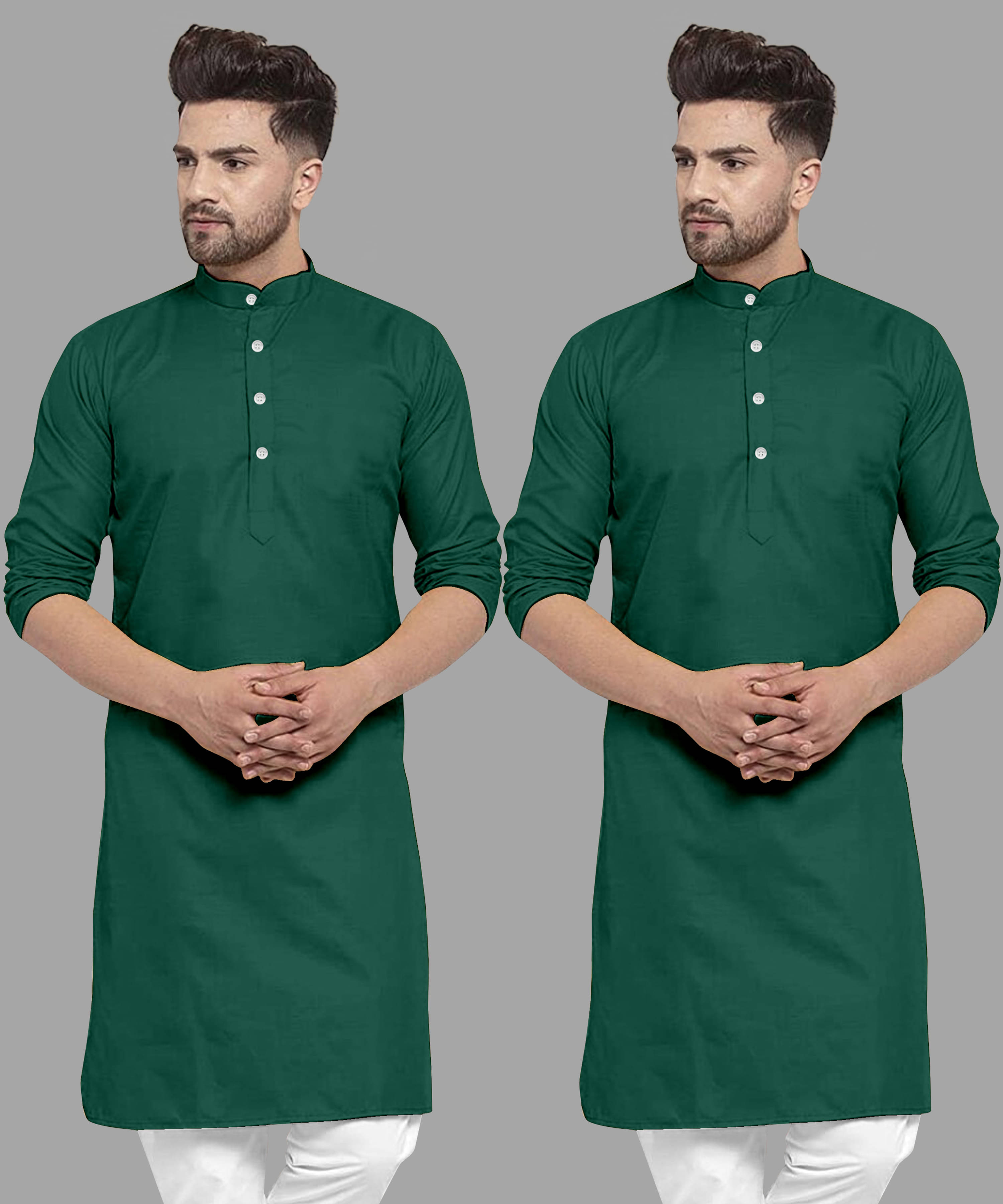 VS MALL Green Cotton Blend Men's Regular Kurta ( Pack of 2 ) VS MALL Green Cotton Blend Men's Regular Kurta ( Pack of 2 )