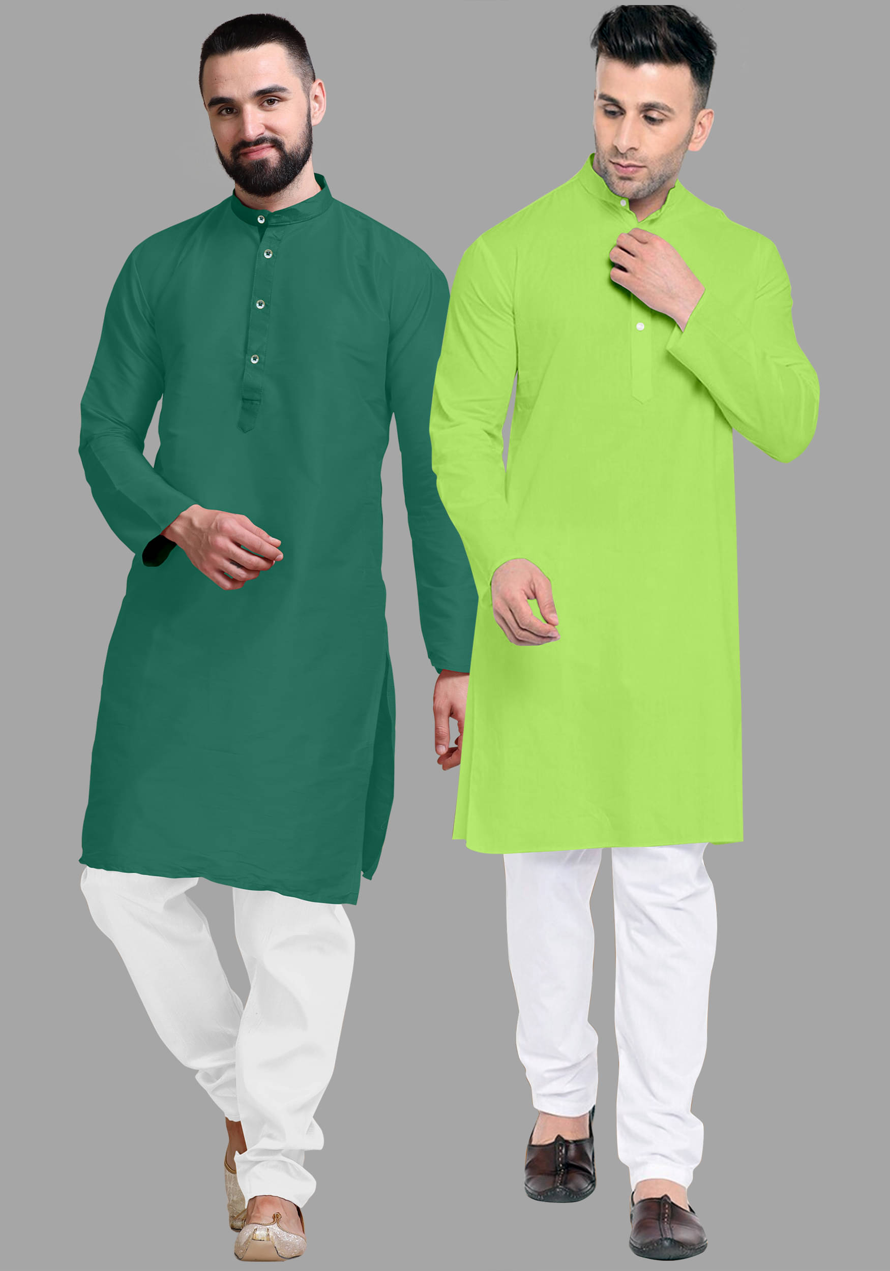 VS MALL Light Green Cotton Blend Regular Fit Men's Kurta Pyjama Set ( Pack of 2 ) VS MALL Light Green Cotton Blend Regular Fit Men's Kurta Pyjama Set ( Pack of 2 )