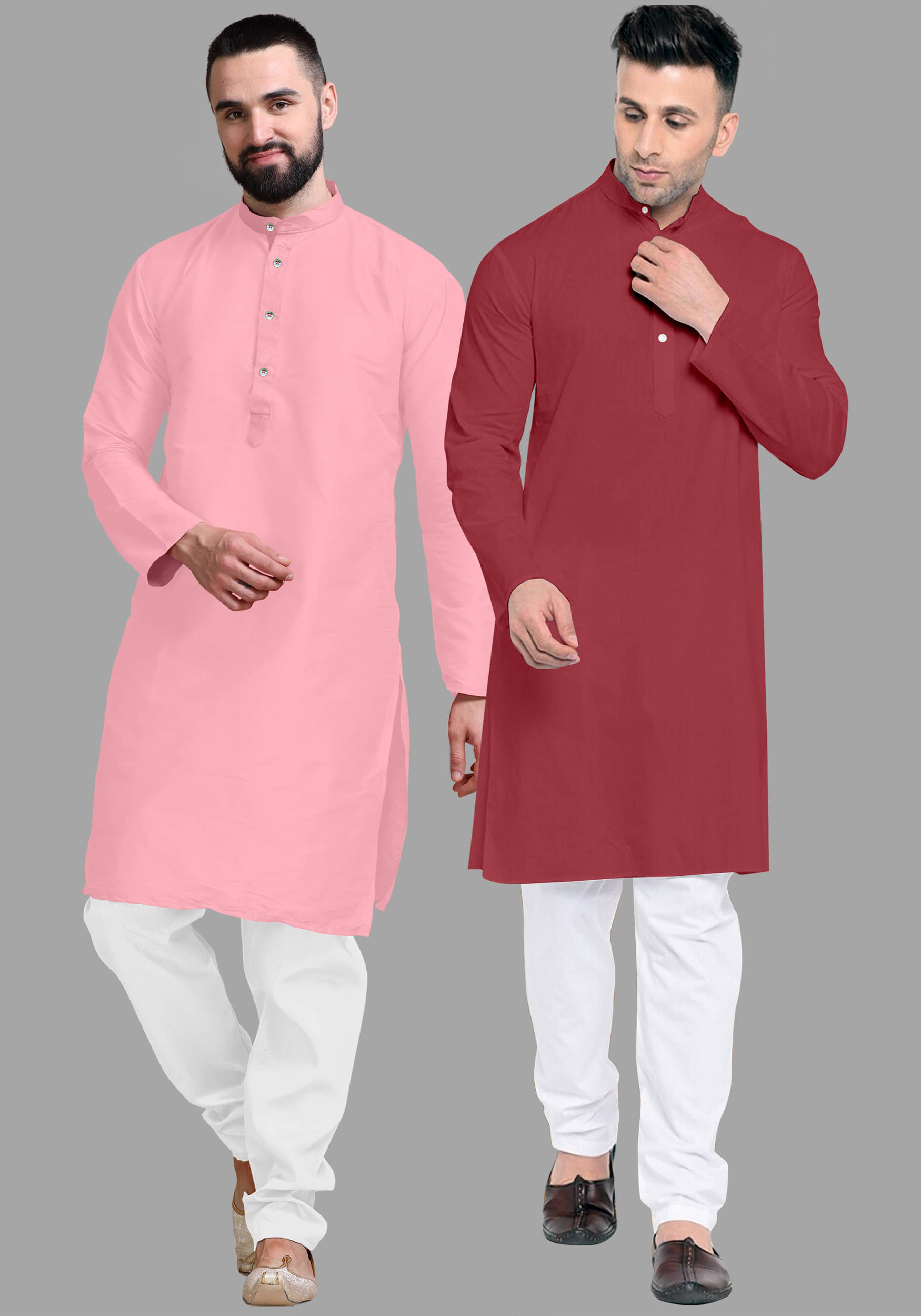     			VS MALL Maroon Cotton Blend Regular Fit Men's Kurta Pyjama Set ( Pack of 2 )