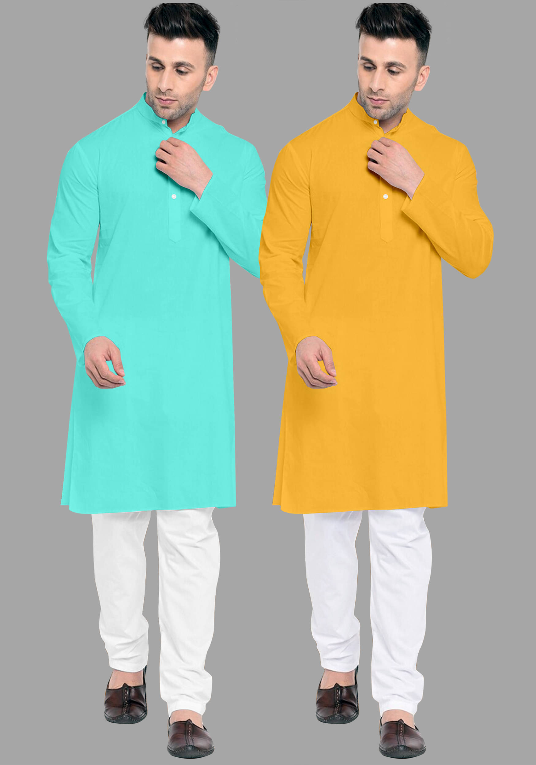 VS MALL Mustard Cotton Blend Regular Fit Men's Kurta Pyjama Set ( Pack of 2 ) VS MALL Mustard Cotton Blend Regular Fit Men's Kurta Pyjama Set ( Pack of 2 )