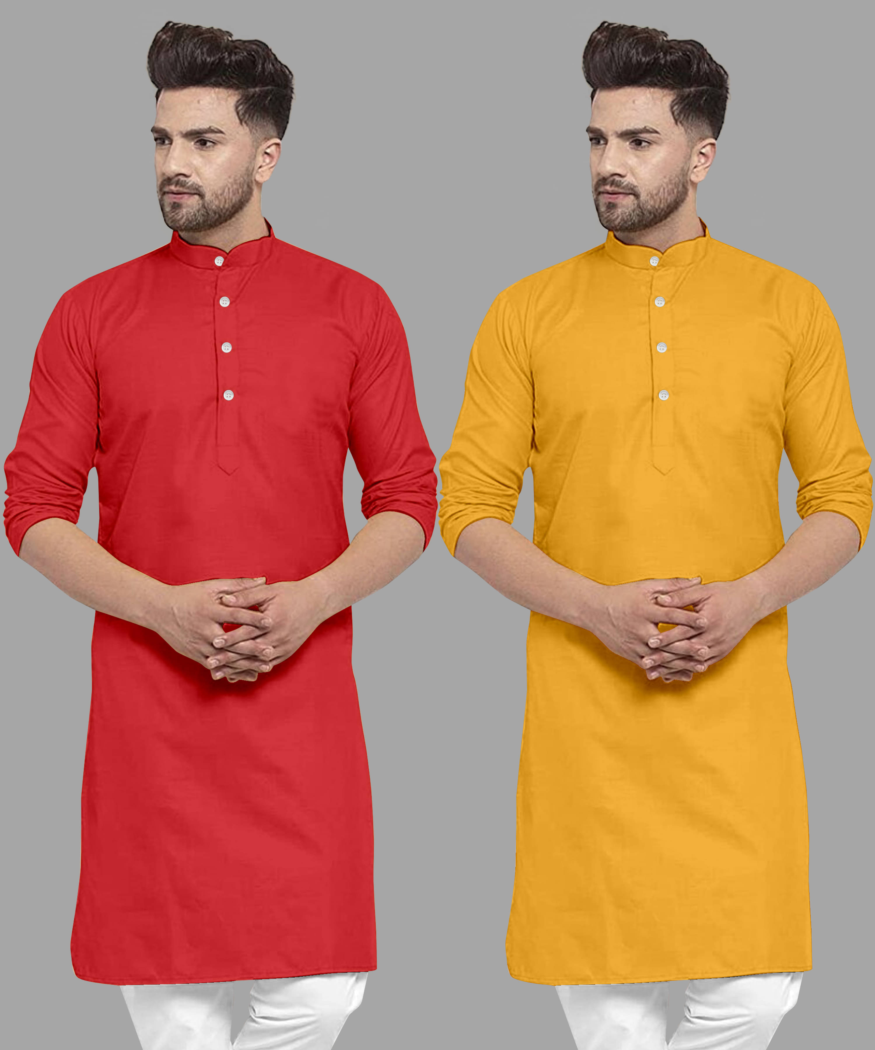 VS MALL Mustard Cotton Blend Men's Regular Kurta ( Pack of 2 ) VS MALL Mustard Cotton Blend Men's Regular Kurta ( Pack of 2 )