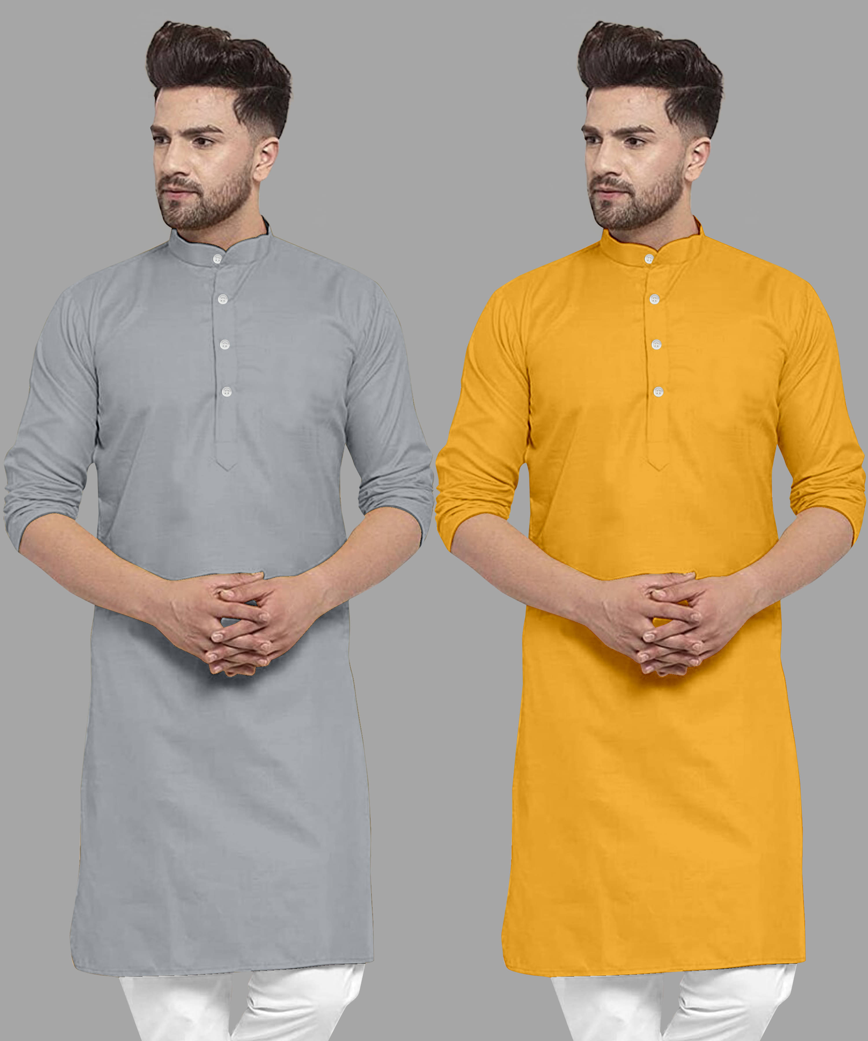VS MALL Mustard Cotton Blend Men's Regular Kurta ( Pack of 2 ) VS MALL Mustard Cotton Blend Men's Regular Kurta ( Pack of 2 )