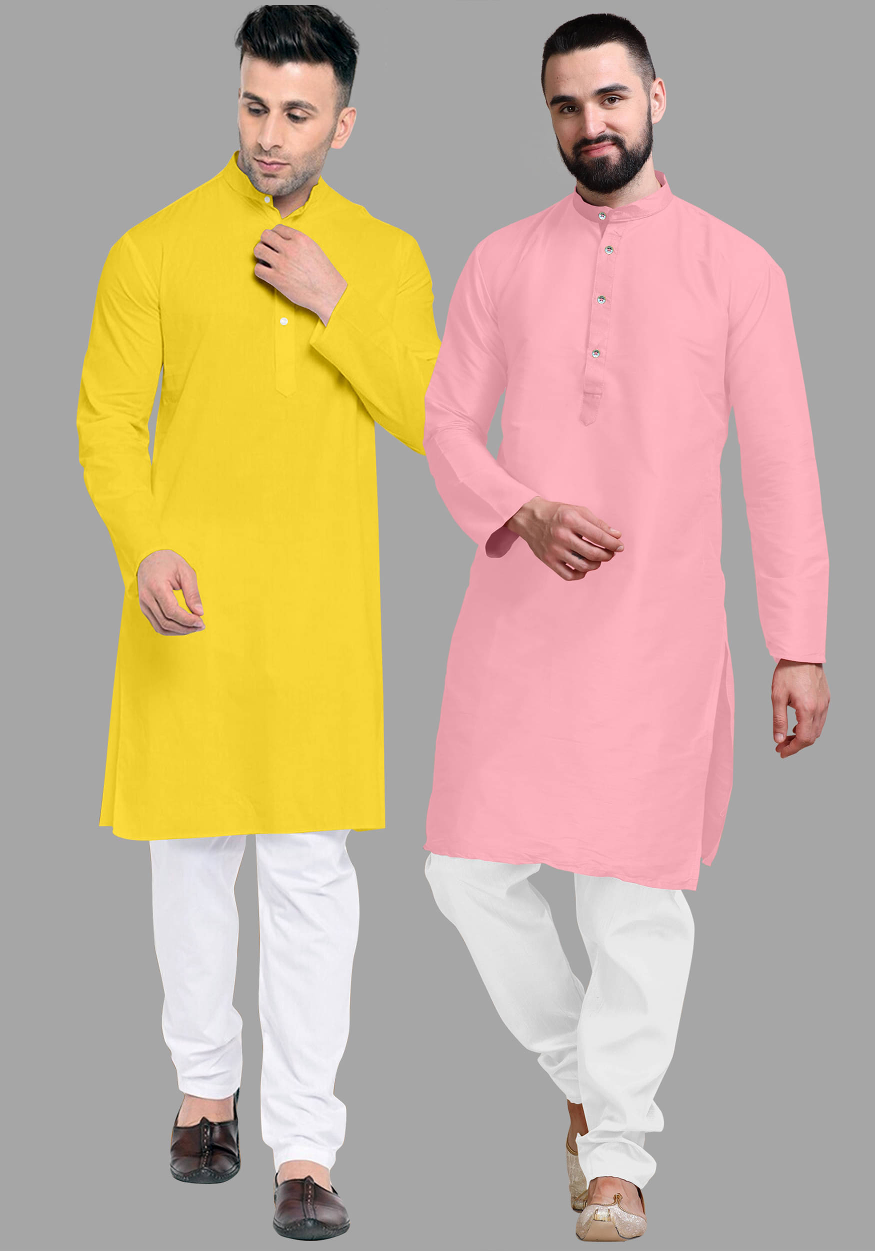 VS MALL Pink Cotton Blend Regular Fit Men's Kurta Pyjama Set ( Pack of 2 ) VS MALL Pink Cotton Blend Regular Fit Men's Kurta Pyjama Set ( Pack of 2 )
