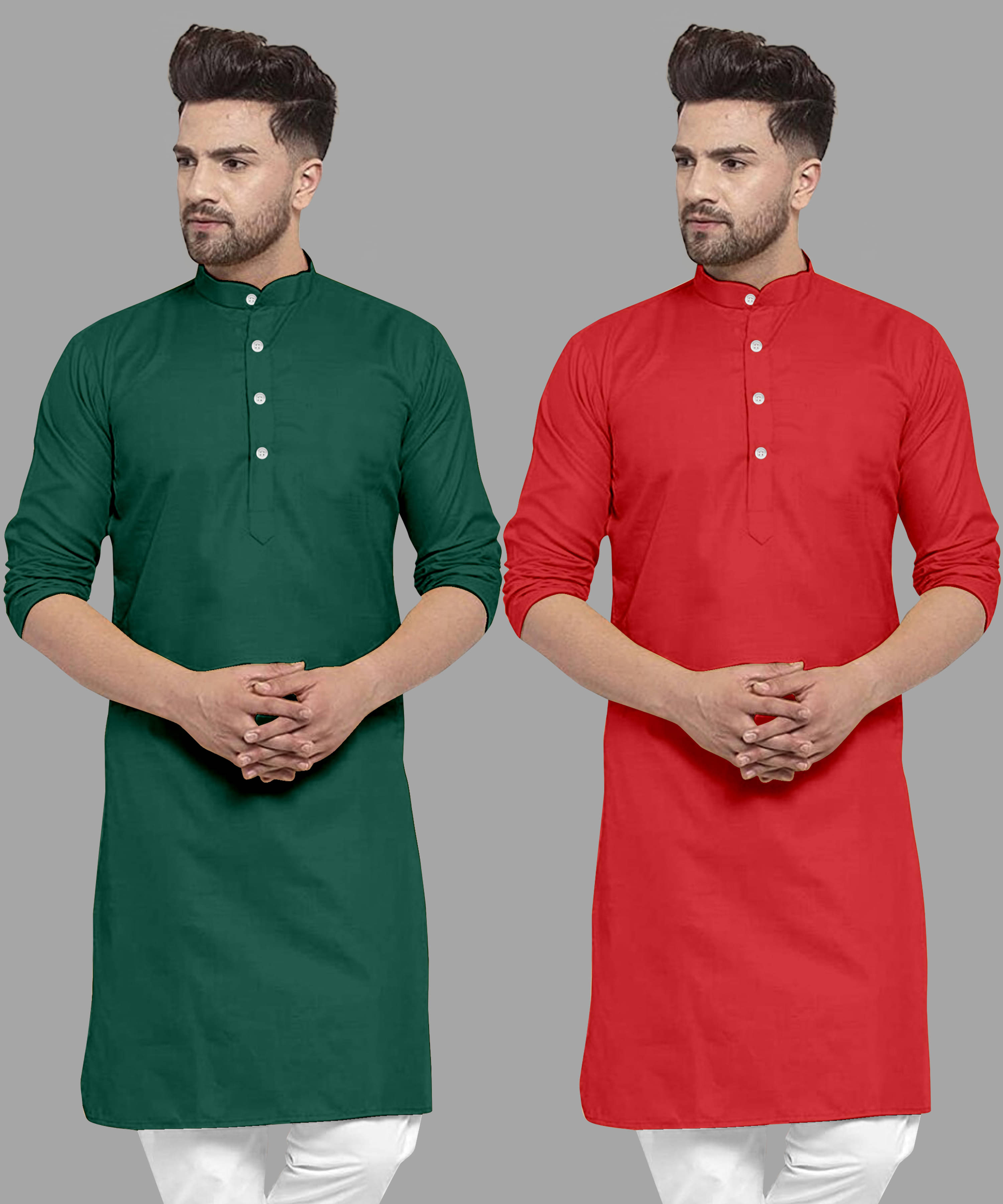 VS MALL Red Cotton Blend Men's Regular Kurta ( Pack of 2 ) VS MALL Red Cotton Blend Men's Regular Kurta ( Pack of 2 )